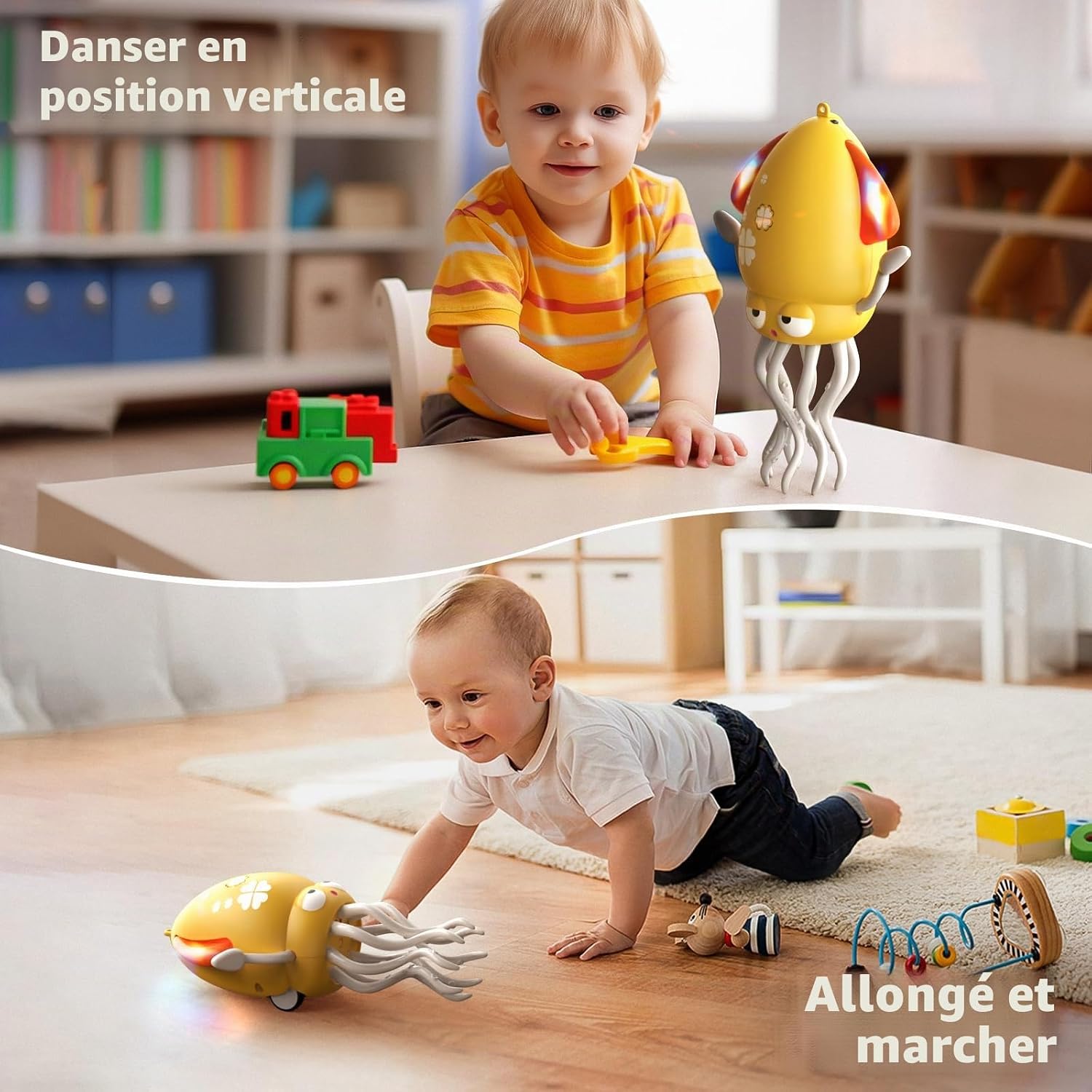 Thumbnail 2 de SWTOIPIG Jouet interactif pieuvre – danse lumineuse, musique et évitement d’obstacles