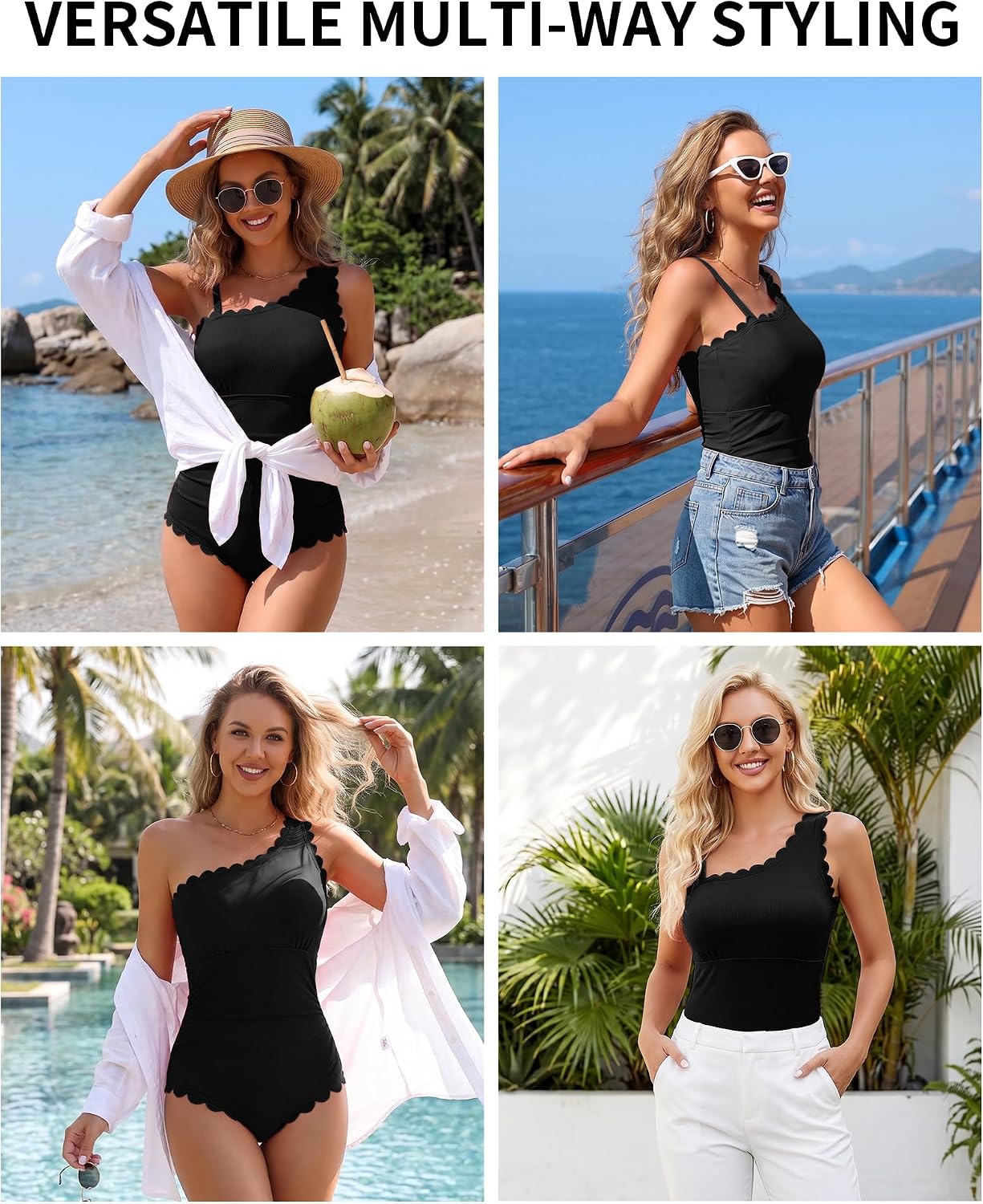 Thumbnail 5 de Charmo One Shoulder Ribbed Swimsuit