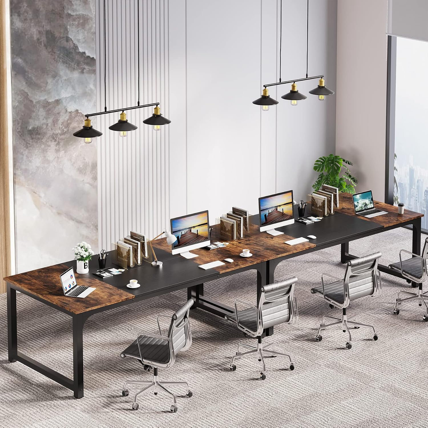 Thumbnail 4 de LITTLE TREE SU012 Executive Desk, 70.8-Inch Desktop, Metal Frame and Drawer