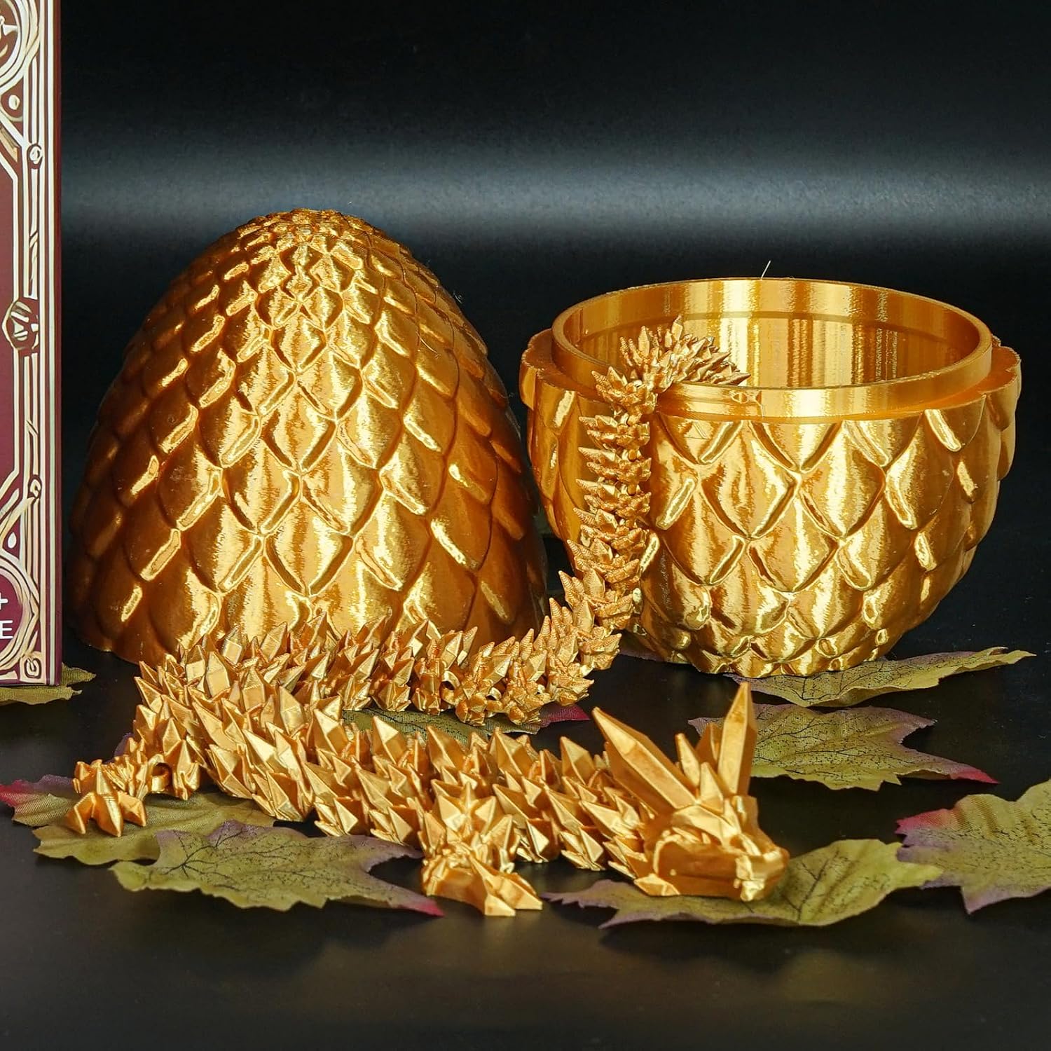 Thumbnail 2 de Surprise Dragon Egg with Dragon Inside (Gold, Medium) – 3D Printed Fidget Toy and Gift