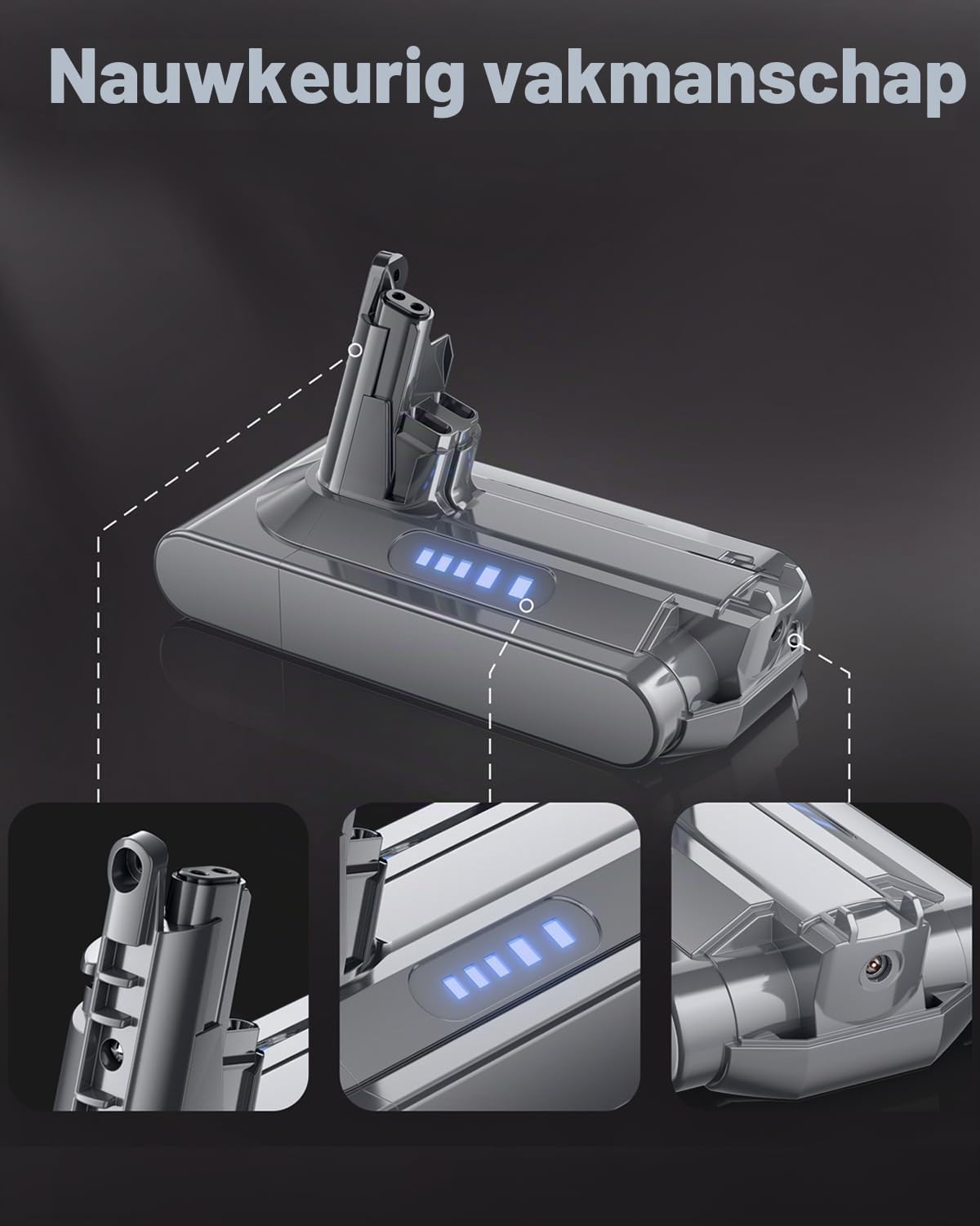 Detalle de Powtree V10 vervangingsaccu voor Dyson V10/SV12 met filter en 3 schroeven