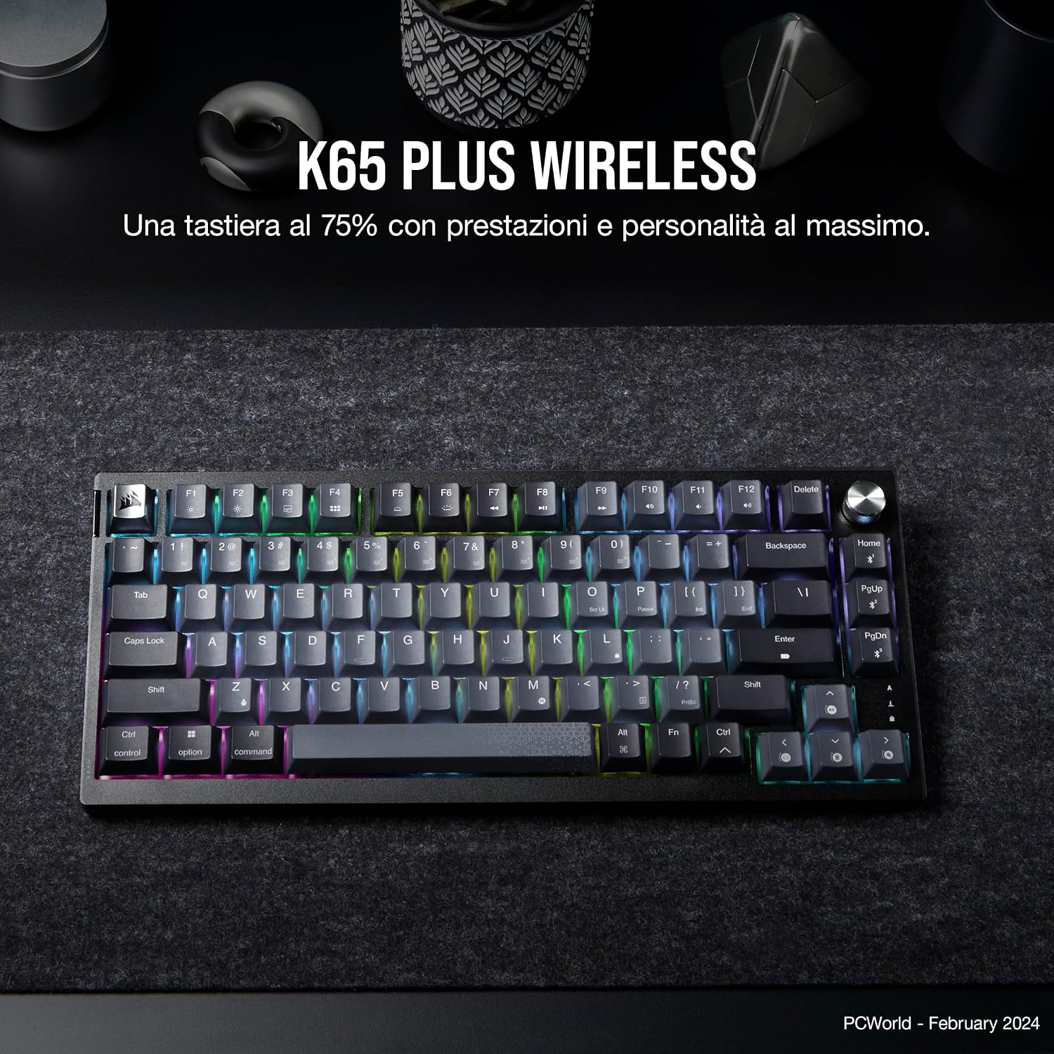 Detalle 2 de Corsair K65 PLUS Wireless 75% RGB Tastiera