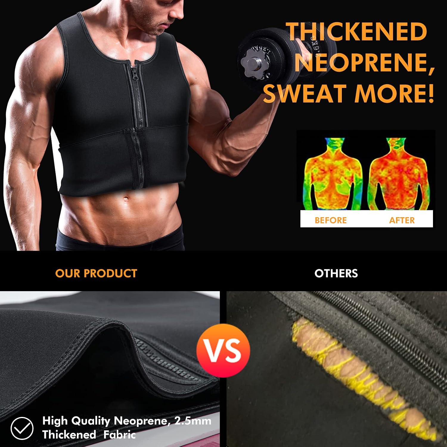 Thumbnail 1 de A+ Choice Sauna Vest Waist Trainer for Men (2.5 mm Neoprene, Double Sweat Belt)