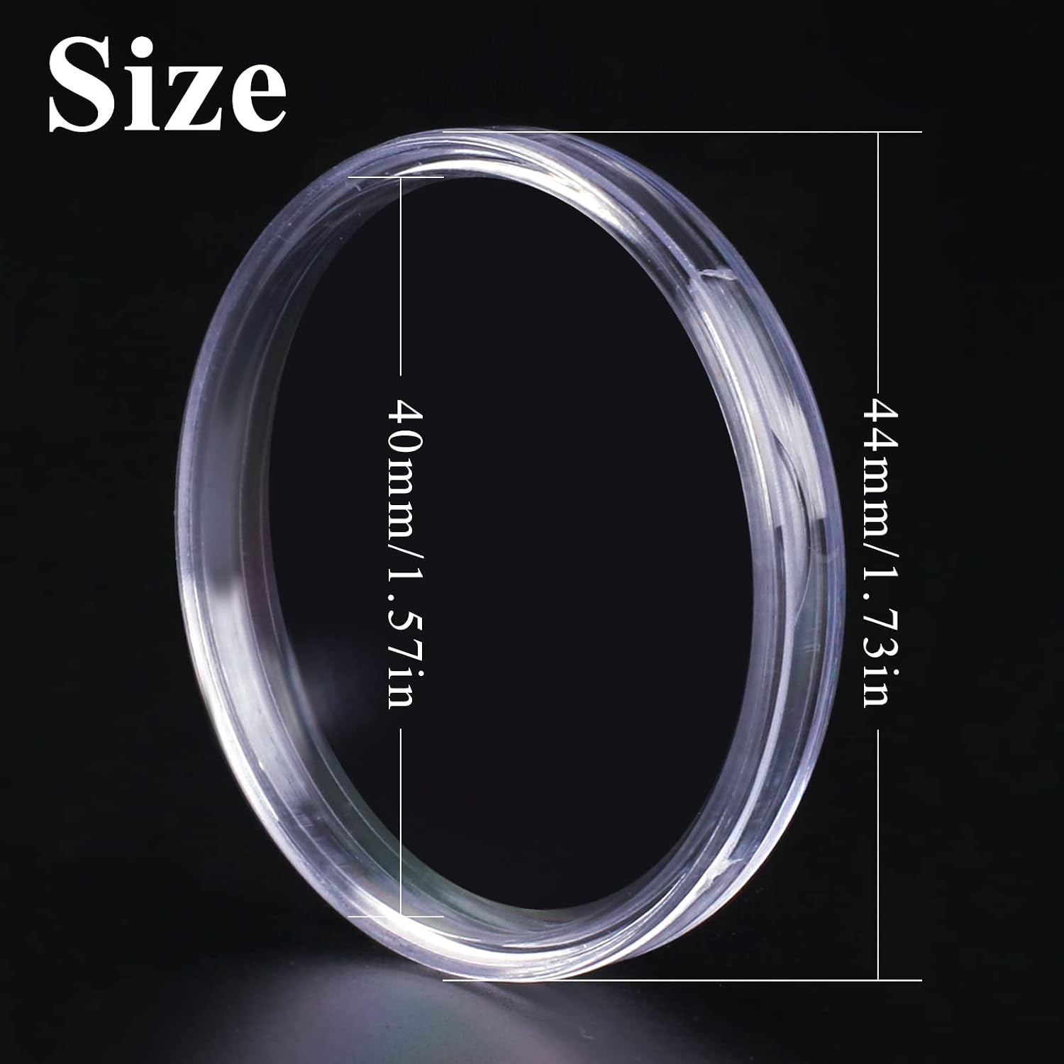 Detalle de Utron 17YBH0001 Coin Capsules, 40mm Clear Plastic with Adjustable Foam Rings