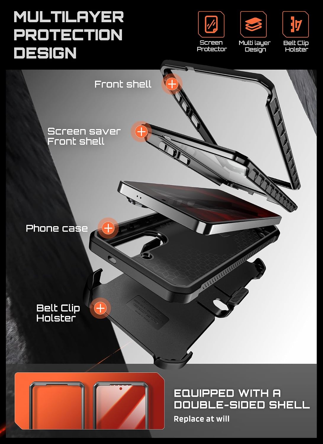 Detalle de SUPCASE UB Pro Mag for Samsung Galaxy S26 — Stand Case with Built-in Screen Protector, MagSafe Ready, and Rotating Belt Clip