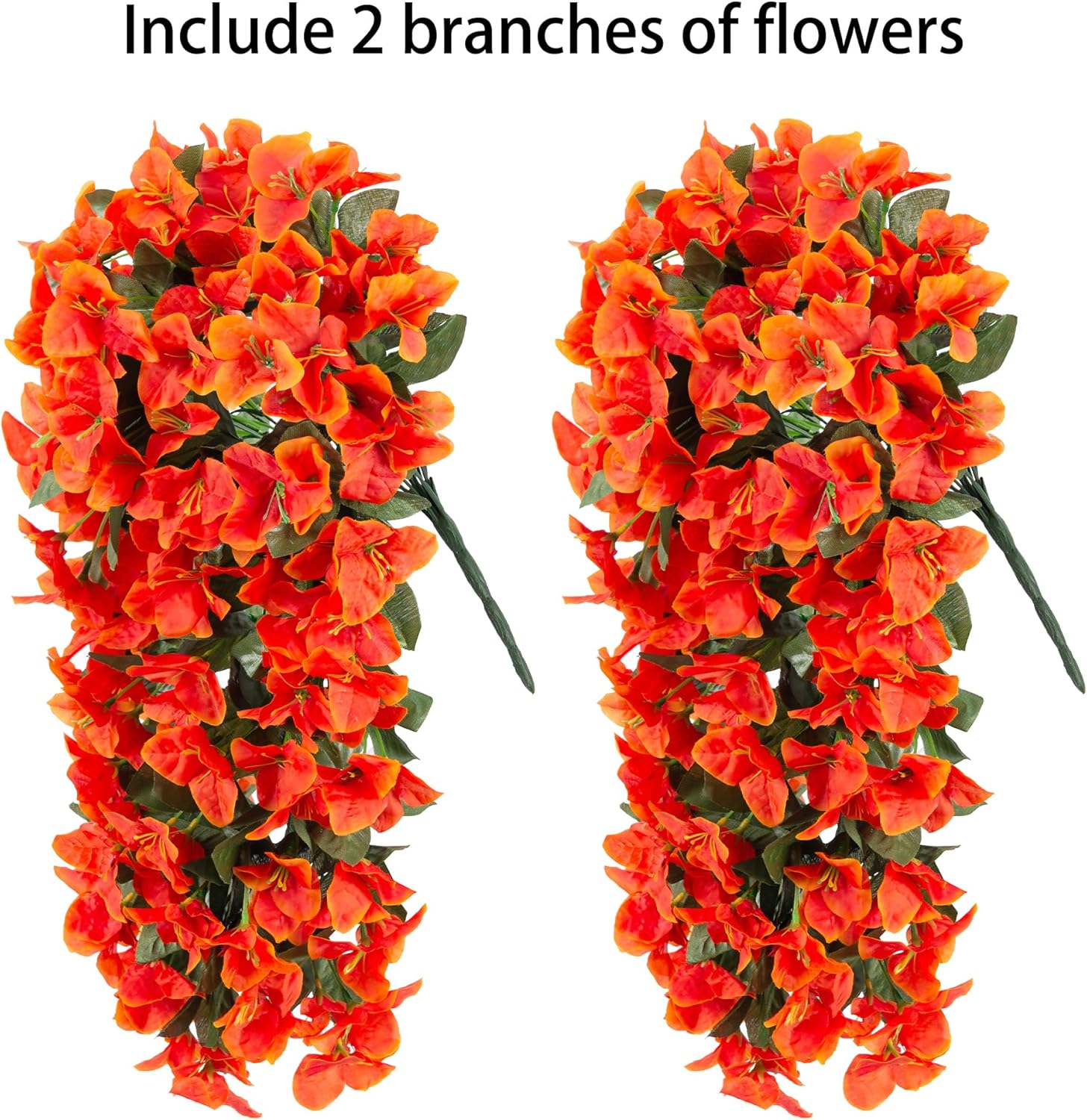 Detalle de Artificial Bougainvillea Faux Flowers (2 Bundles) UV-Resistant Silk Trailing Vines for Outdoor Fall Decor