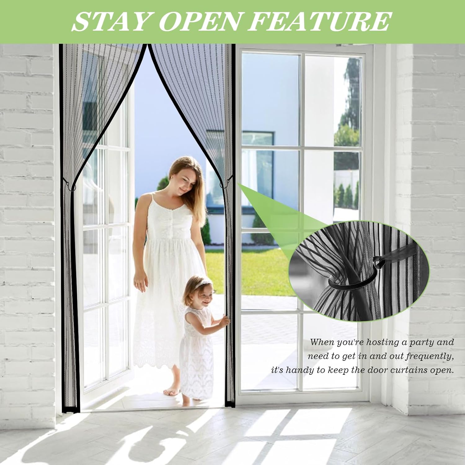 Thumbnail 1 de Magnetic Fly Screen Door Curtain – 90x210cm for Doors with Powerful Magnets and Full Frame Tape