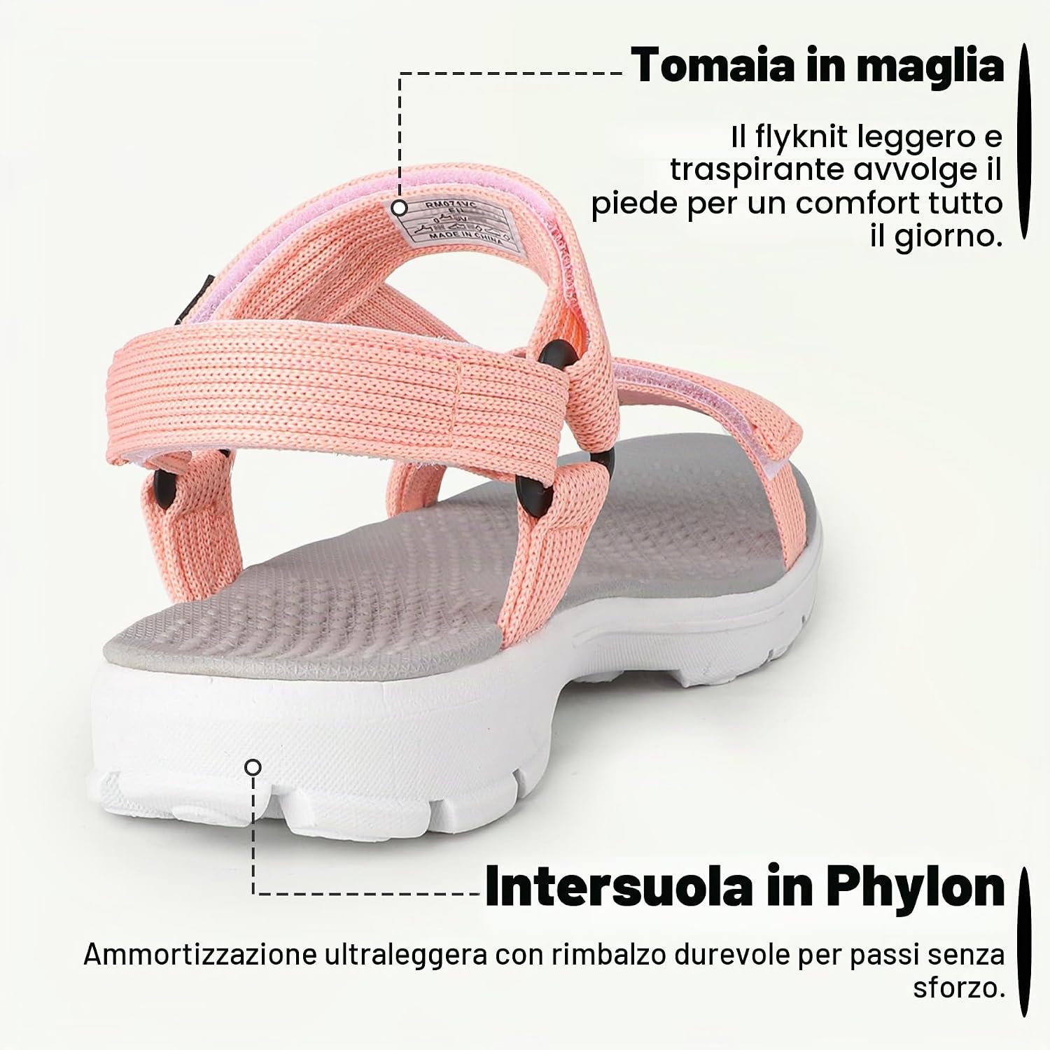 Detalle de riemot Sandali Sportivi da Donna/Uomo per Esterno: leggerezza, regolabilità e grip antiscivolo
