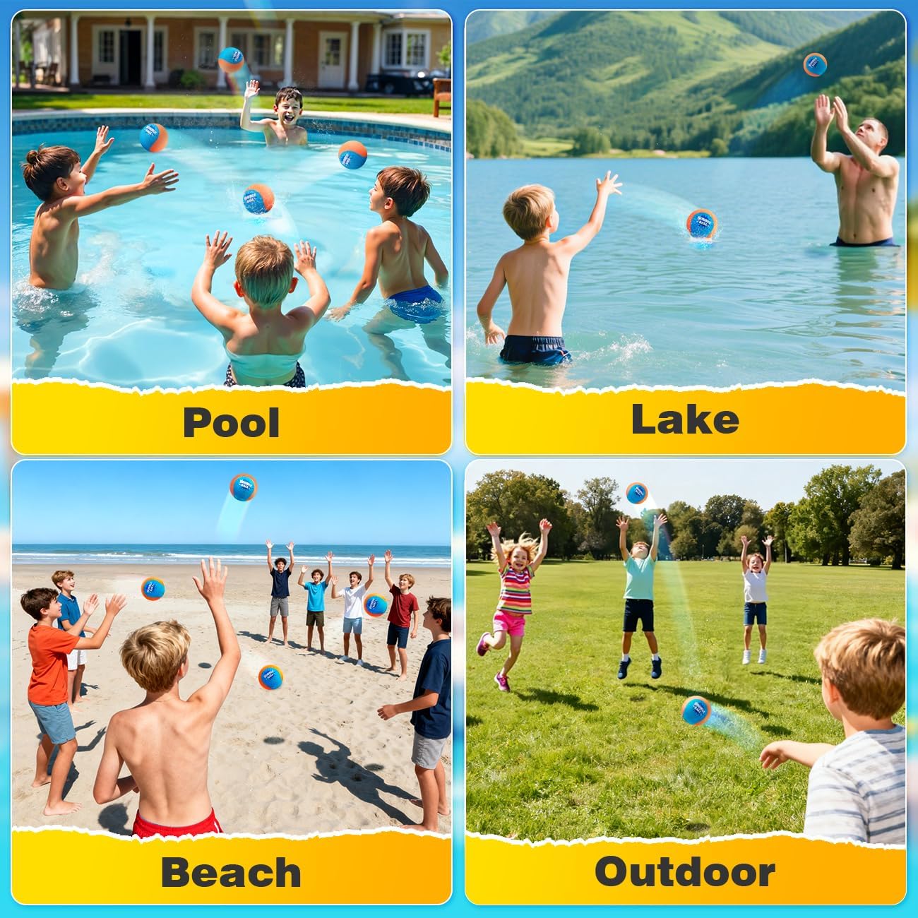 Detalle de KmmiFF Wasser-Sprungball (2er-Set) für Outdoor-Spiele am Strand, See & Pool – für Kinder von 5 bis 12 Jahren