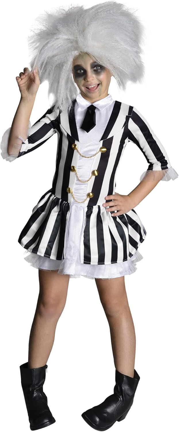 Detalle de Rubie's Beetlejuice-Kostüm für Kinder, Mädchen, Größe M (127–137 cm), Alter 5–7 Jahre