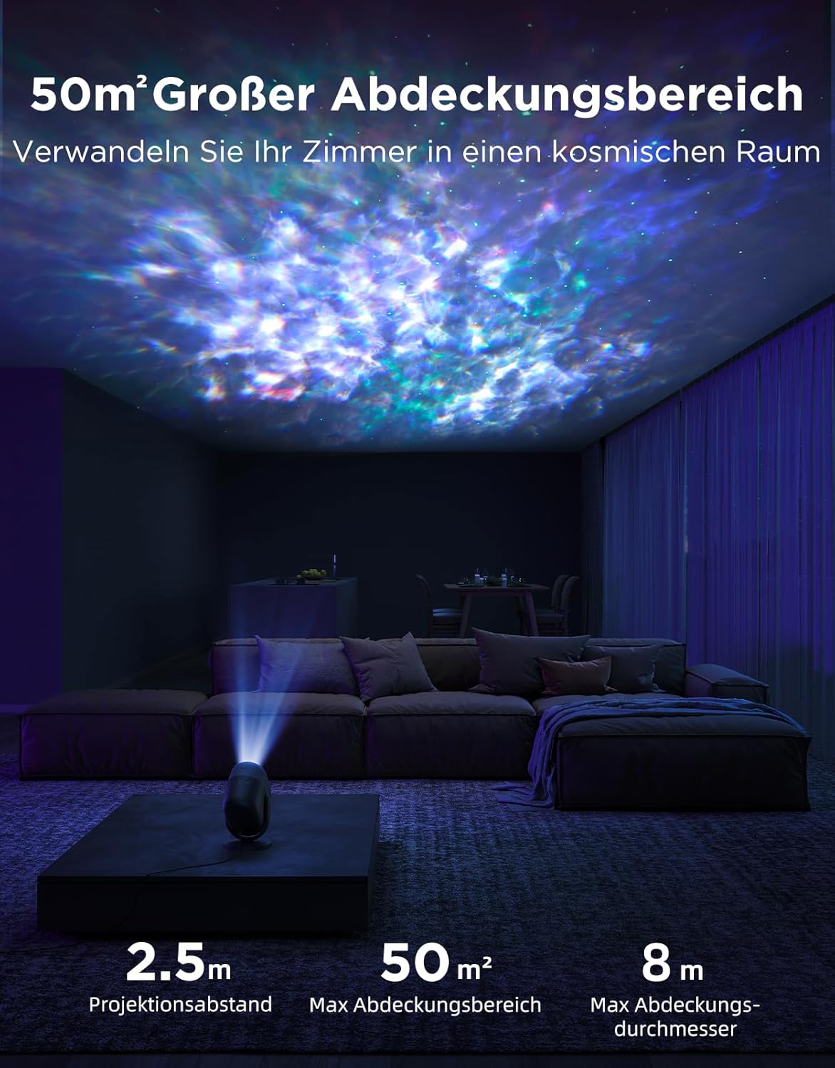 Thumbnail 4 de Govee Nebel Sternenhimmel Projektor LED, RGBW 7-Zonen DIY Sternenlicht Projektor mit 50+ Szenen, Matter & Alexa Kompatibel, Smart Timer & 18 White Noises für Kinderzimmer, Schlafzimmer Deko
Govee Nebel Sternenhimmel Projektor LED, RGBW 7-Zo…