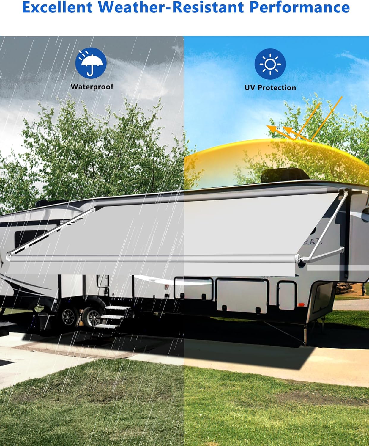 Thumbnail 3 de Xenjum RV Awning Fabric Replacement – Upgraded 18.5oz Vinyl, Universal 21' (Fabric 20'2") for Most RV Awnings