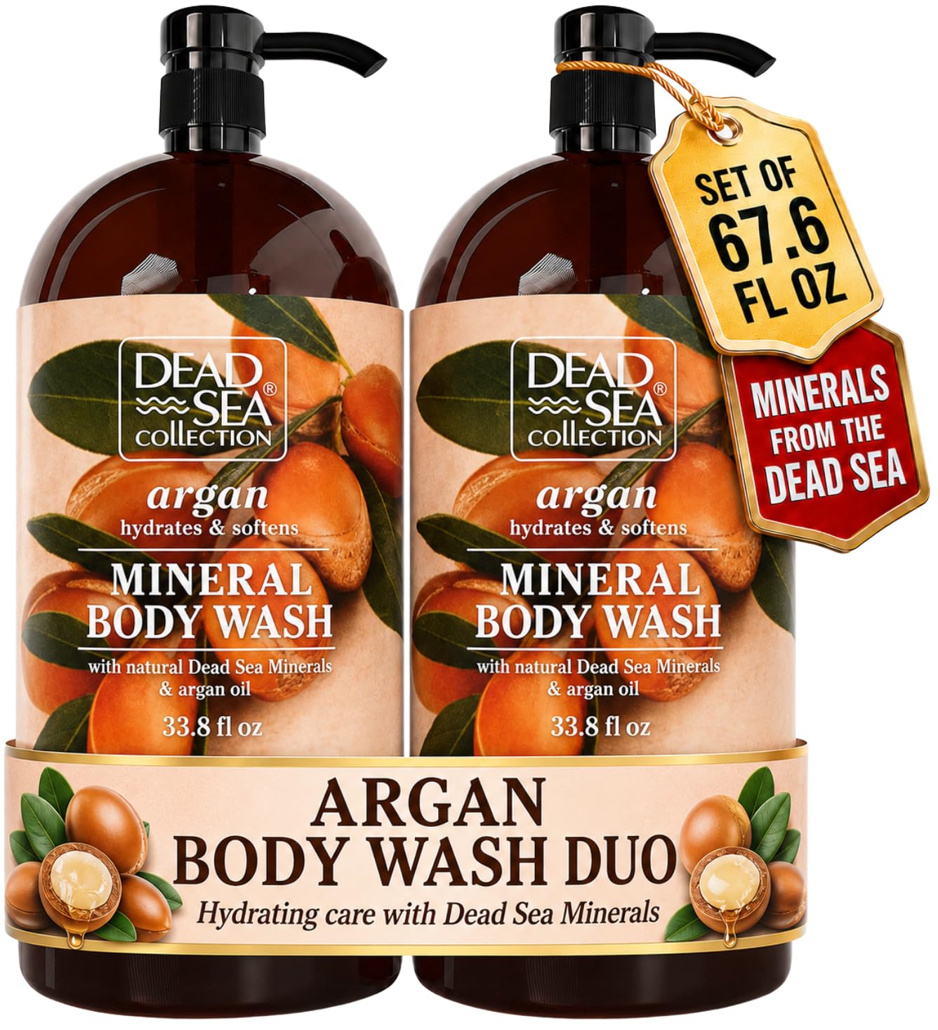 Detalle de Dead Sea Collection Lavender Body Wash: Pure Dead Sea Minerals + Lavender Oil (Pack of 2, 67.6 fl oz)