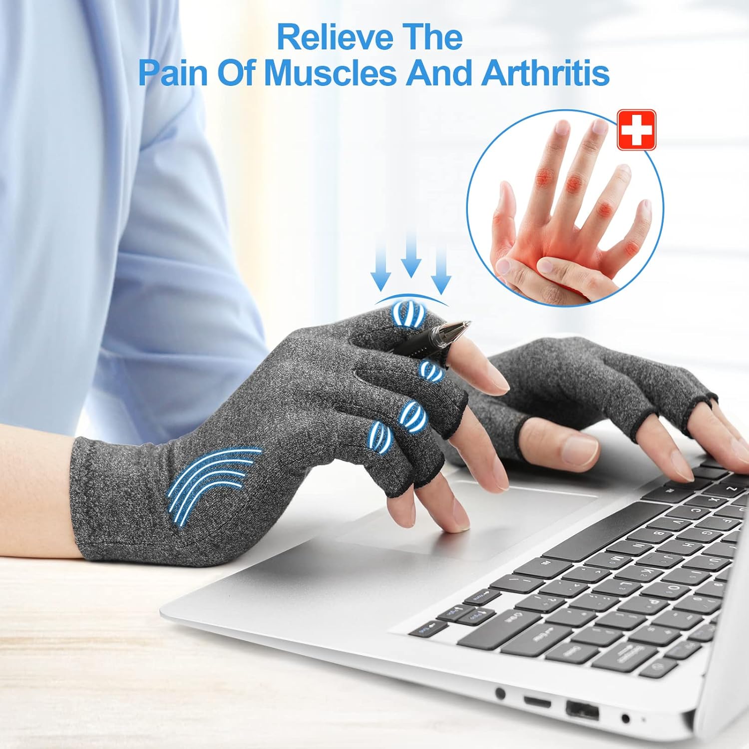 Thumbnail 6 de ACWOO Guantes de Artritis sin dedos L