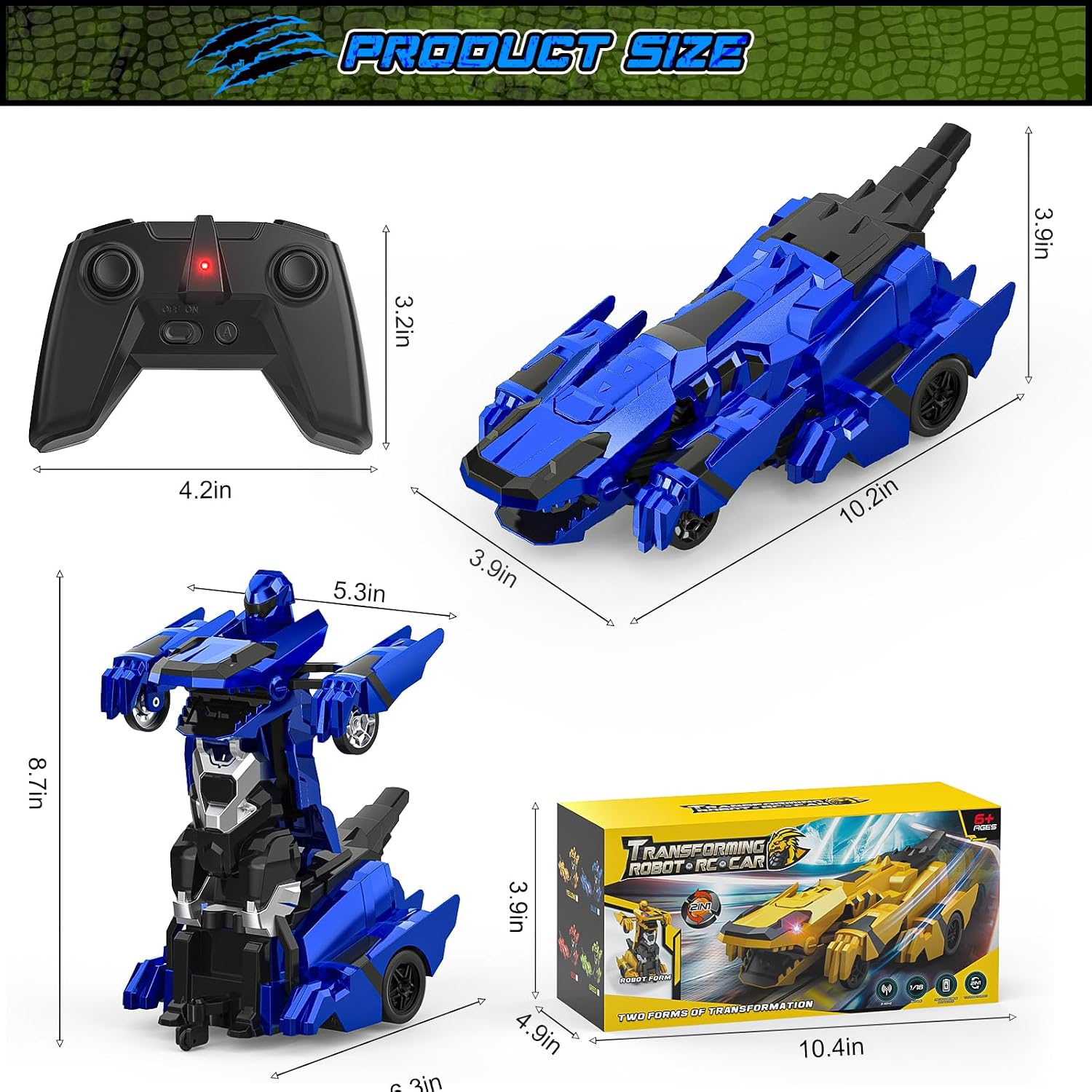 Thumbnail 6 de Kroyedfuw NO.8889 Dinosaur Transform RC Car with One-Button Switch, 360° Spin