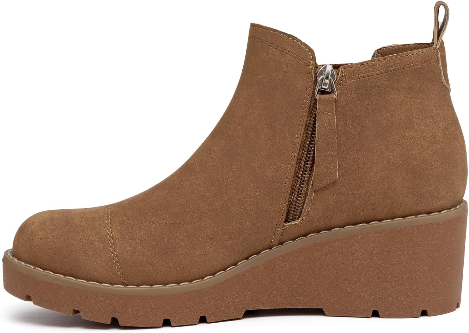 Detalle 2 de Athlefit Women’s Platform Wedge Ankle Boots with Side Zipper and Lug Sole