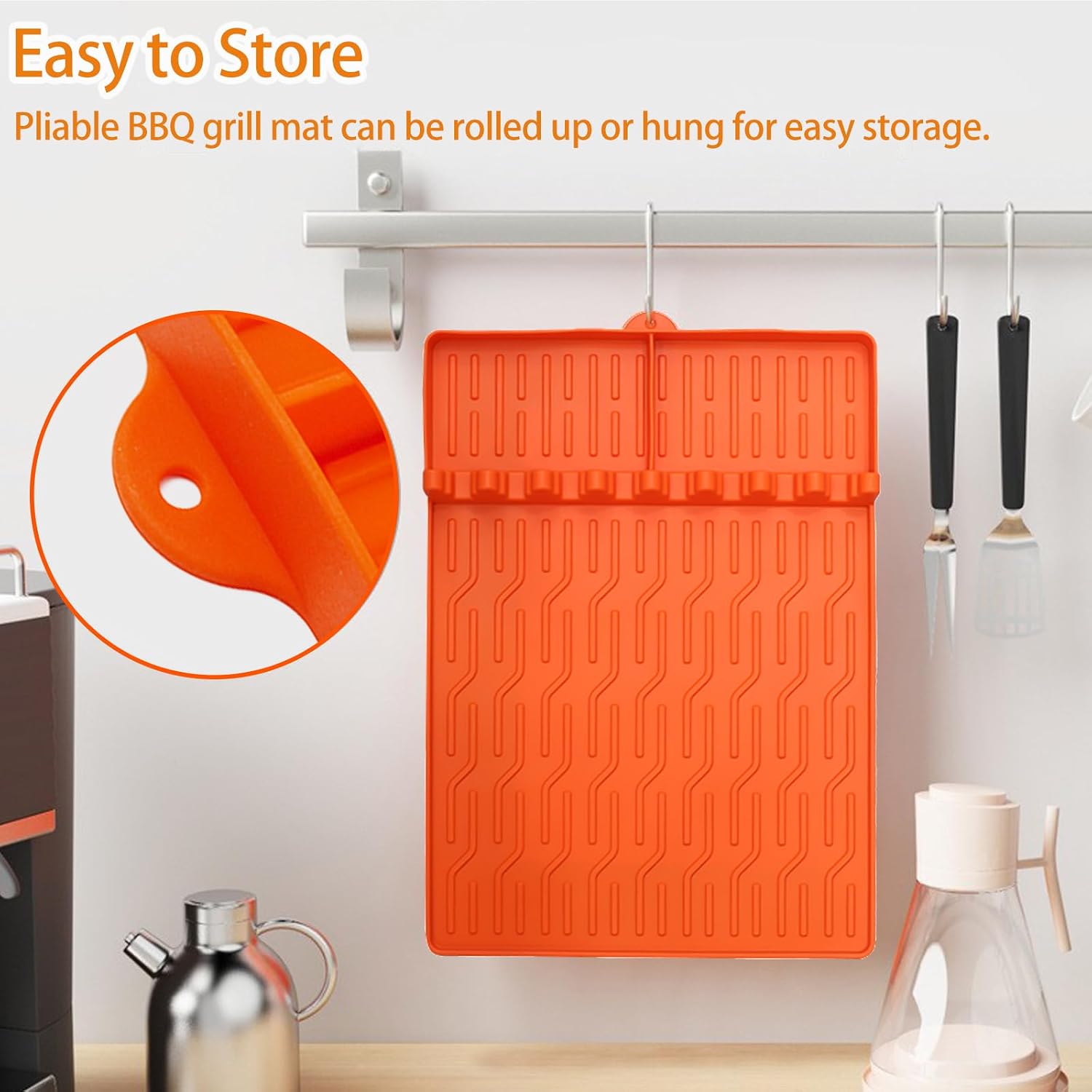Detalle 1 de Rusisi Model 2 Silicone Grill Mats, Non-Slip with 2 BBQ Brushes