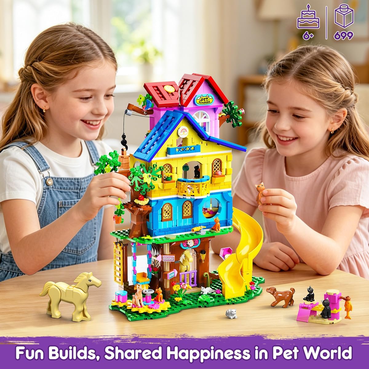 Thumbnail 3 de HOGOKIDS Friends Mädchen Baumhaus Bauspielzeug mit LED-Licht – 4-stöckiges Klemmbausteine-Abenteuer