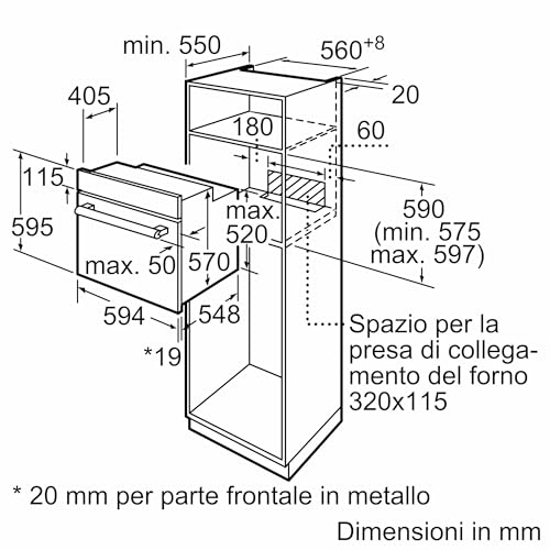 Thumbnail 7 de Bosch HBF011BR0 Serie 2: forno multifunzione in acciaio inox, 66 L