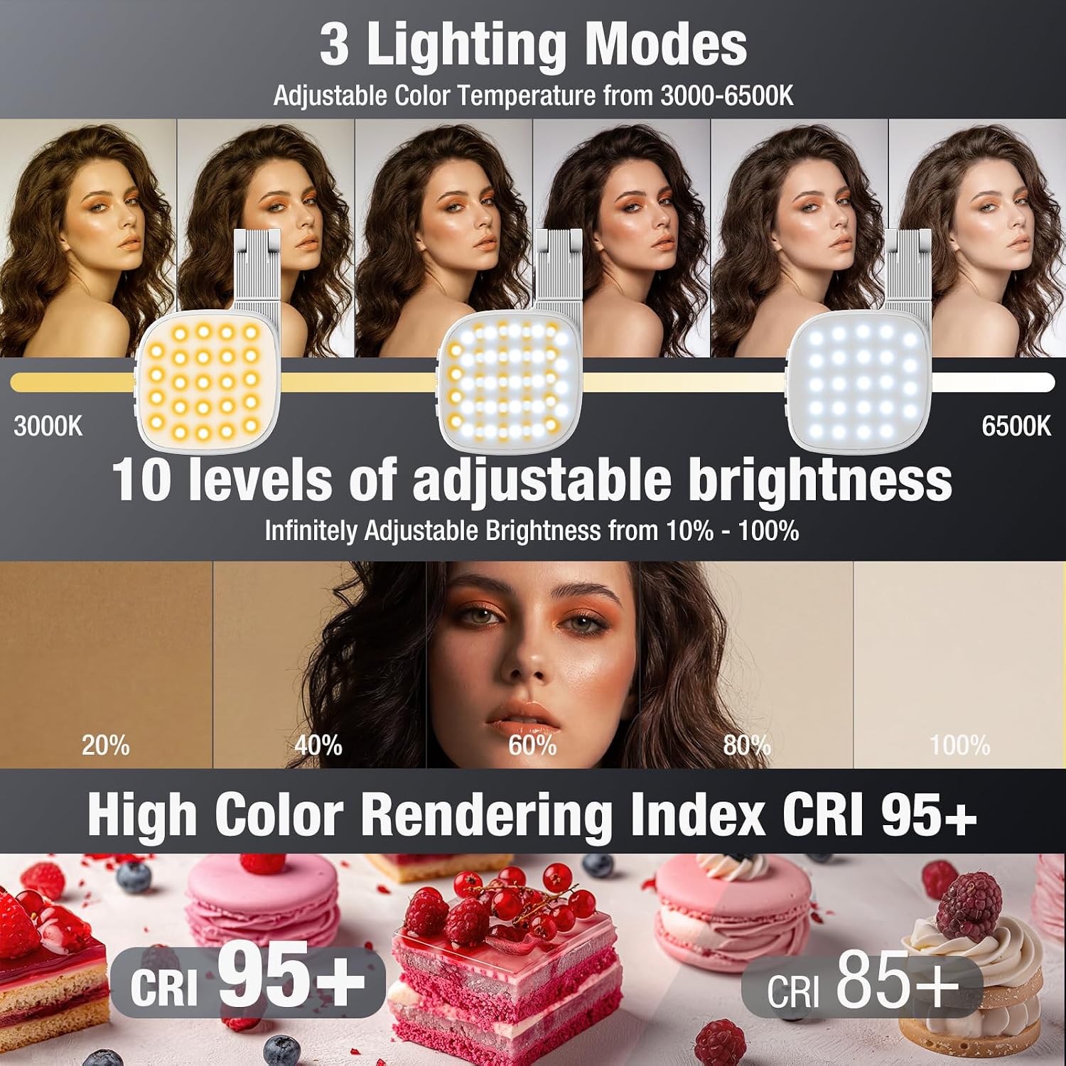 Thumbnail 5 de Magnetic Selfie Light for Phone with Mirror – 3 Temp (3500K/4500K/6500K), 45 LED, CRI95+, 360° Rotatable, MagSafe compatible