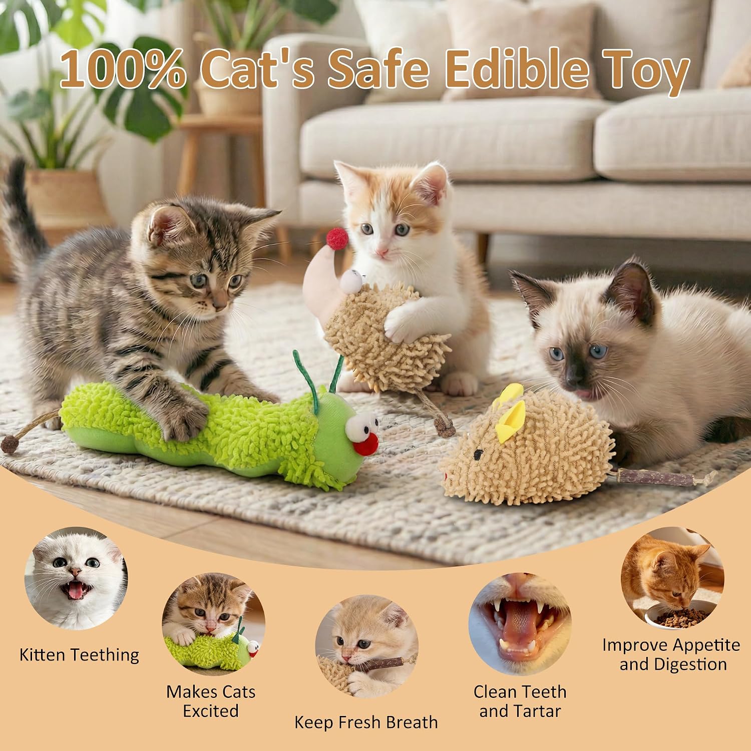 Detalle de Uyubao Catnip Toy 3 Pack Plush