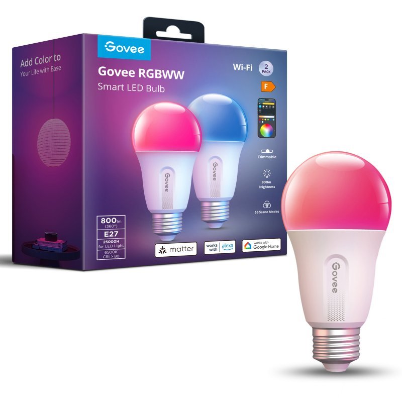 Detalle de Pack Tira LED Govee H605C Envisual TV Backlight T2 + Bombilla Govee RGBWW Smart LED Bulb