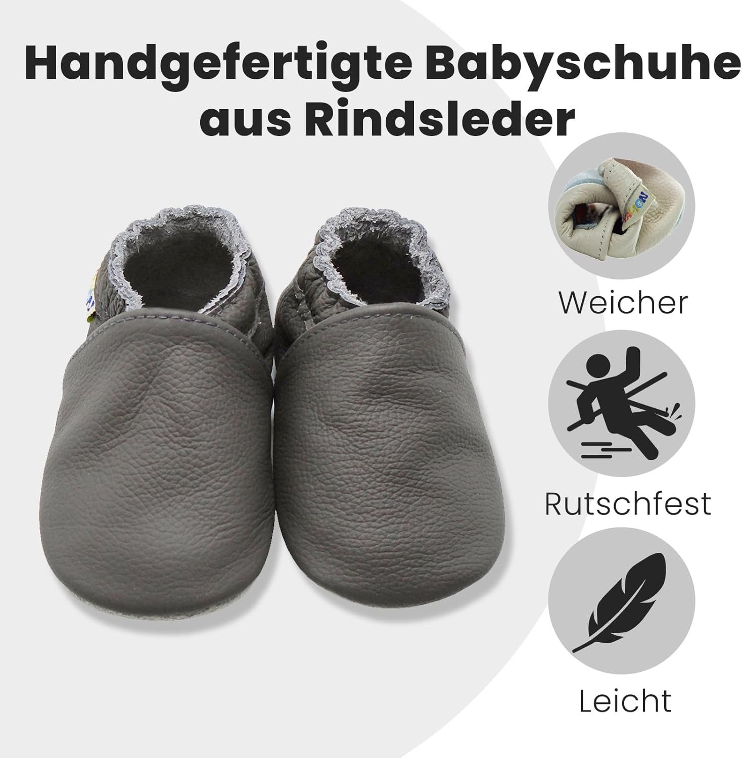 Thumbnail 2 de YALION Baby Weicher Leder Lauflernschuhe Krabbelschuhe – flexible Lederschuhe für Babys