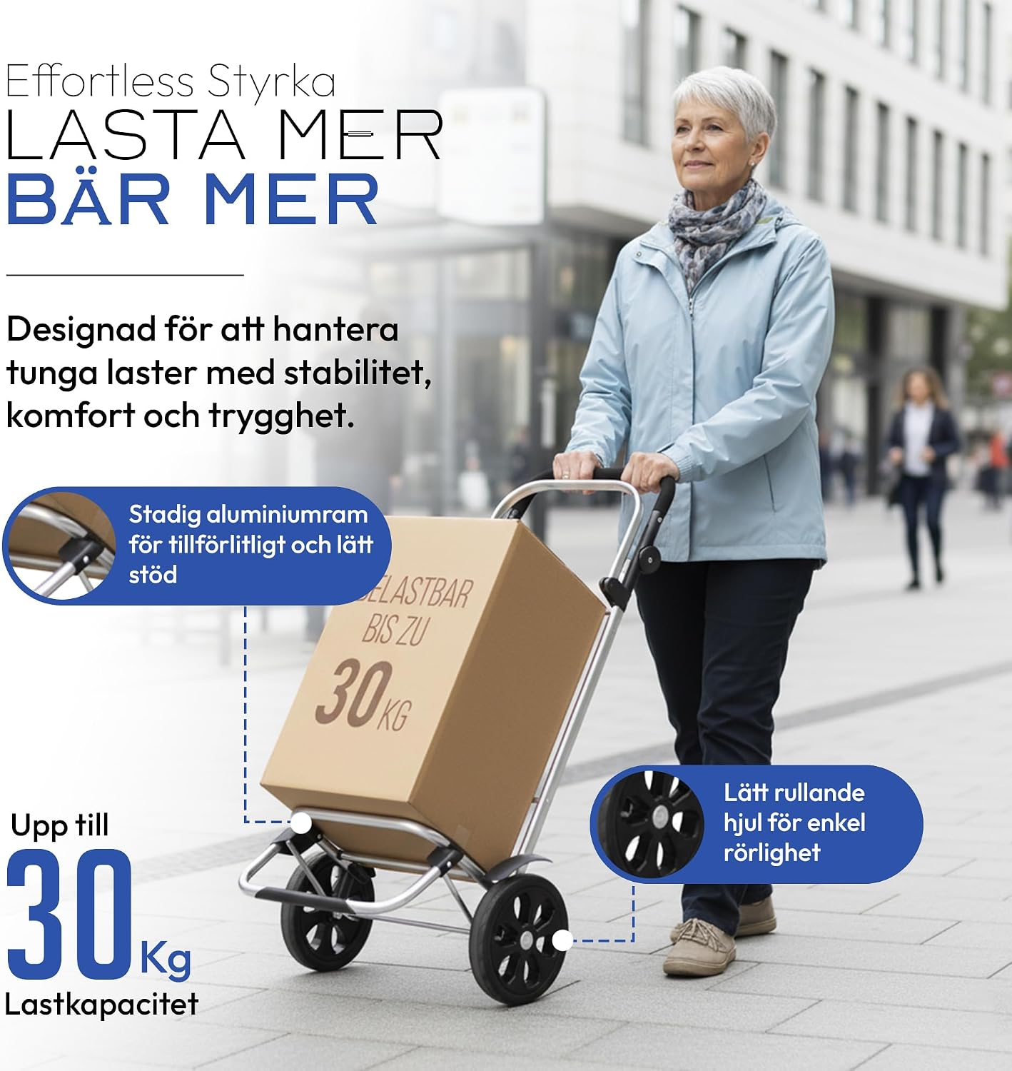 Detalle 1 de Dimono hopfällbar shoppingvagn, 56 liter, med kylfack och avtagbar väska