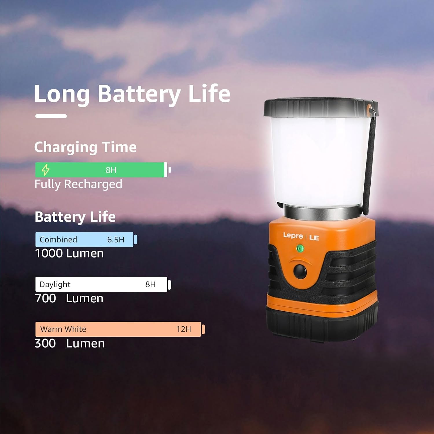 Thumbnail 4 de Lepro 3300008-OG Rechargeable LED Camping Lantern 2-Pack, 1,000 Lumens