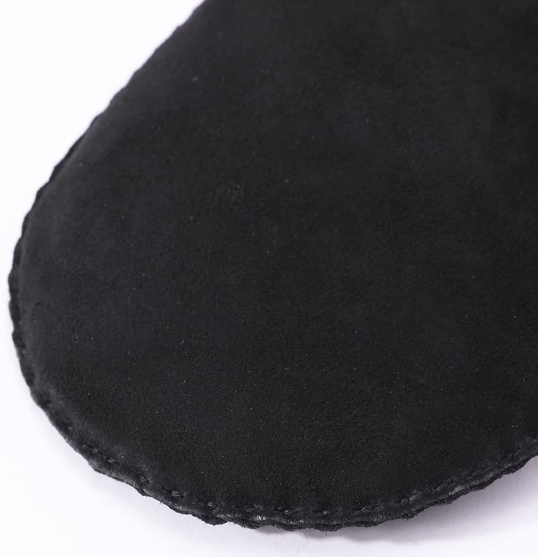 Detalle de Harssidanzar Herren Winter Fäustlinge – Lederfäustlinge mit Lammfellfutter und Pelzmanschette KM042EU