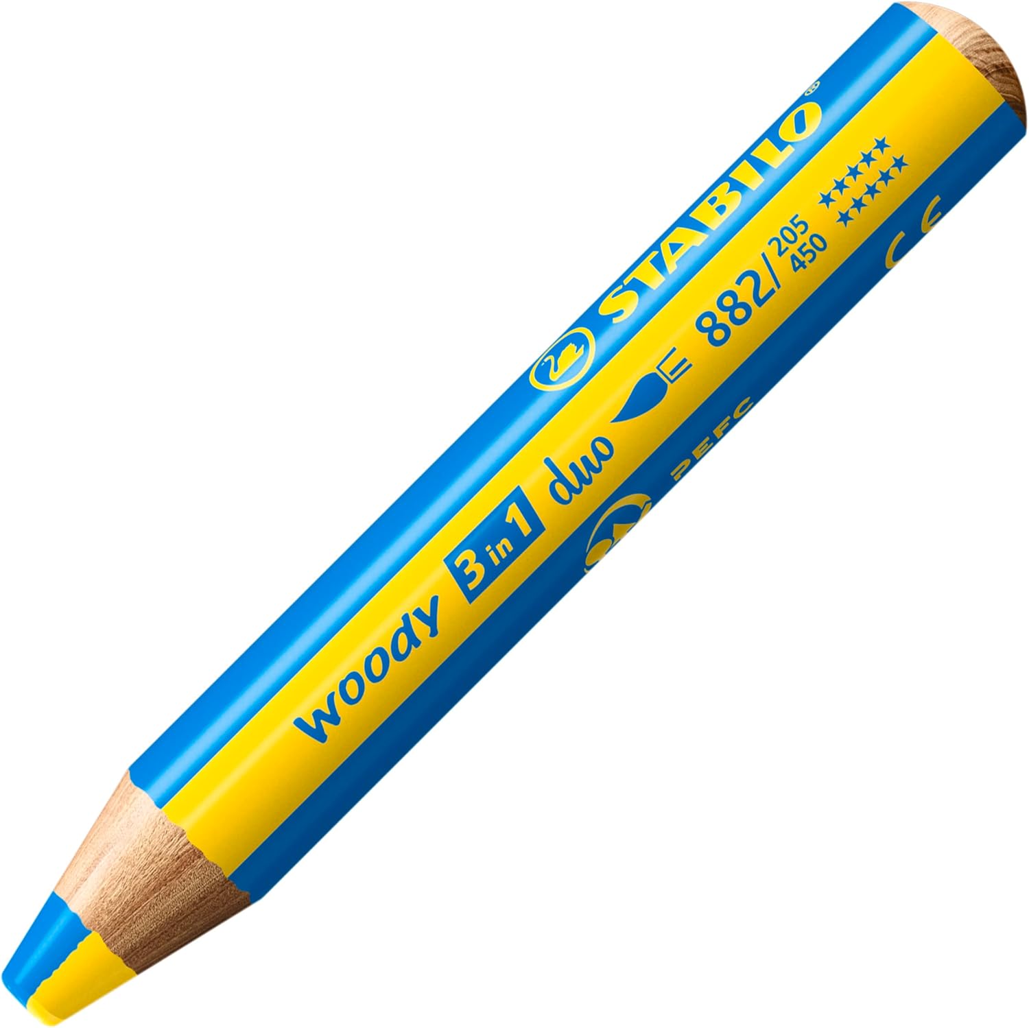 Detalle 2 de STABILO Duo Buntstift 3-in-1 Woody 5er Pack – zweifarbige Mine, Wasserfarbe & Wachsmalkreide