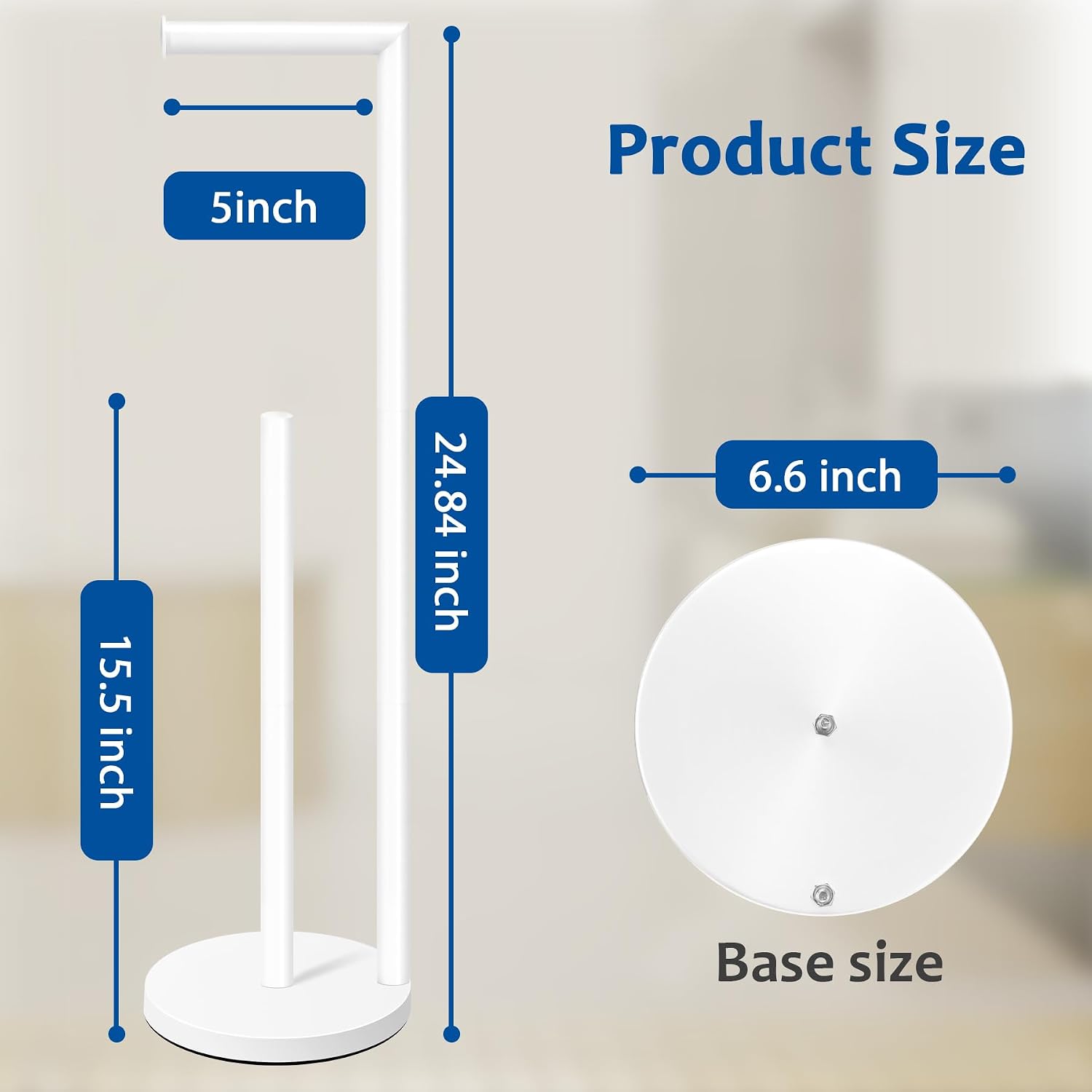 Detalle 2 de Batoliet 025 Freestanding Toilet Paper Holder, White Metal, 4-Roll Storage