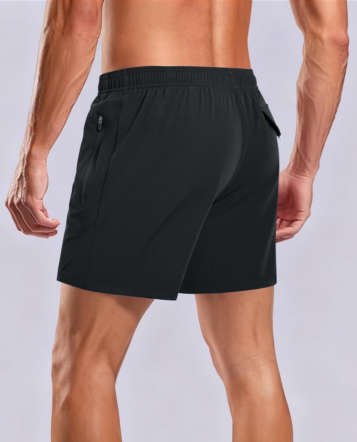 Detalle de Gleeease 5inch Mens Swim Trunks: 2-in-1 Compression Liner, Quick-Dry with Zipper Pockets