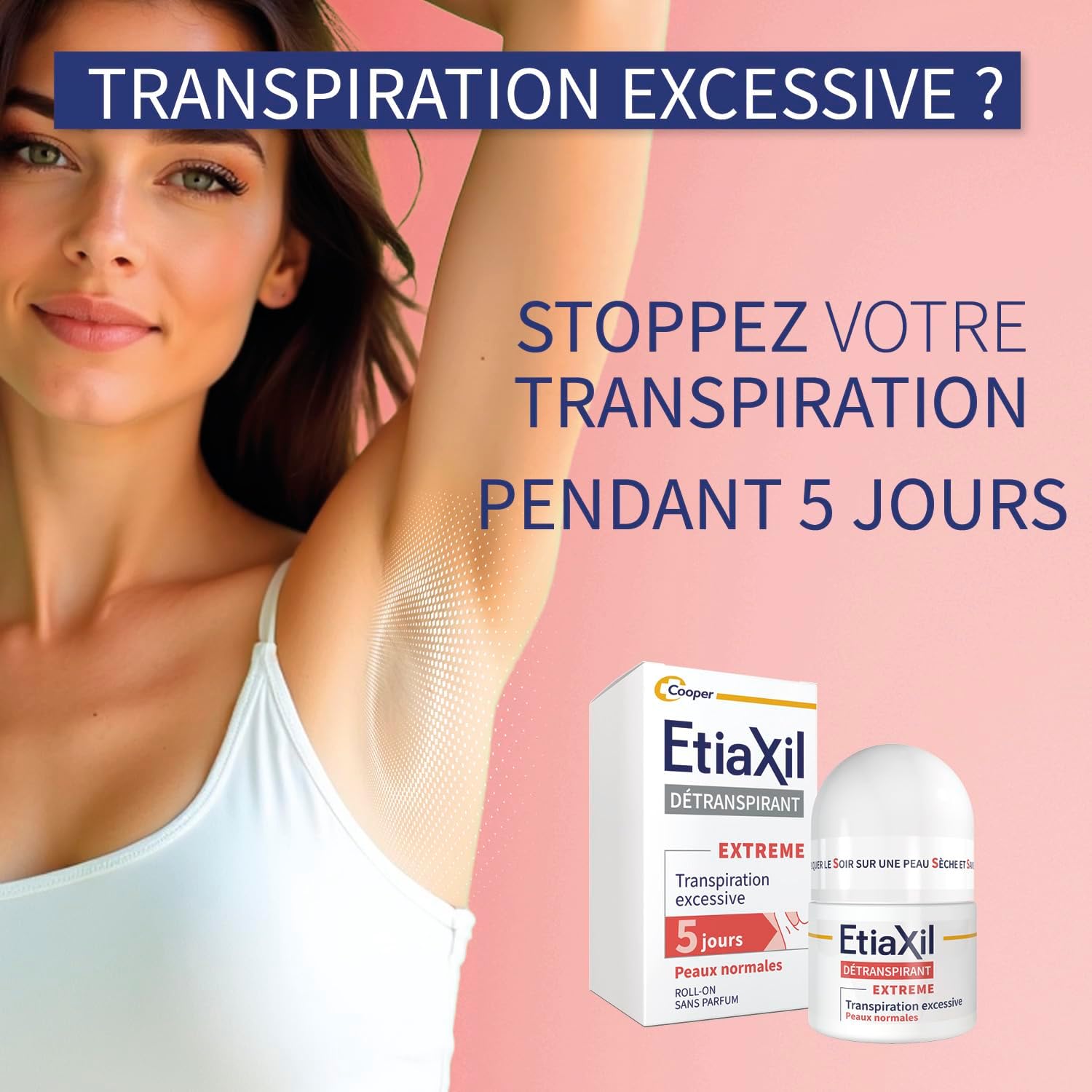 Detalle de ETIAXIL Détranspirant Extrême Aisselles – 15 ml, peau normale, efficacité 5 jours