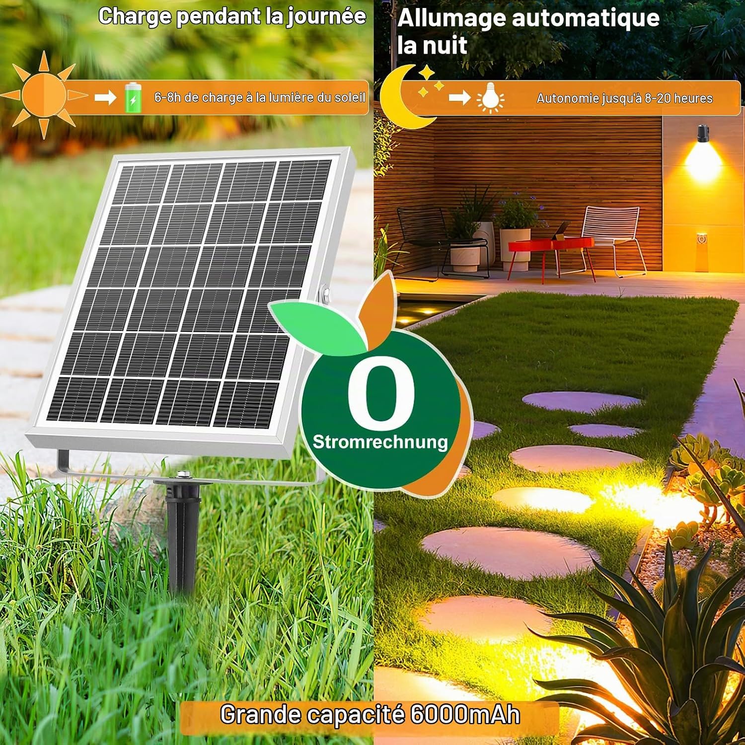 Detalle 2 de MEIKEE ASTA09 set van 4 zonne-spots, IP66, 3 lichtkleuren en helderheidsniveaus