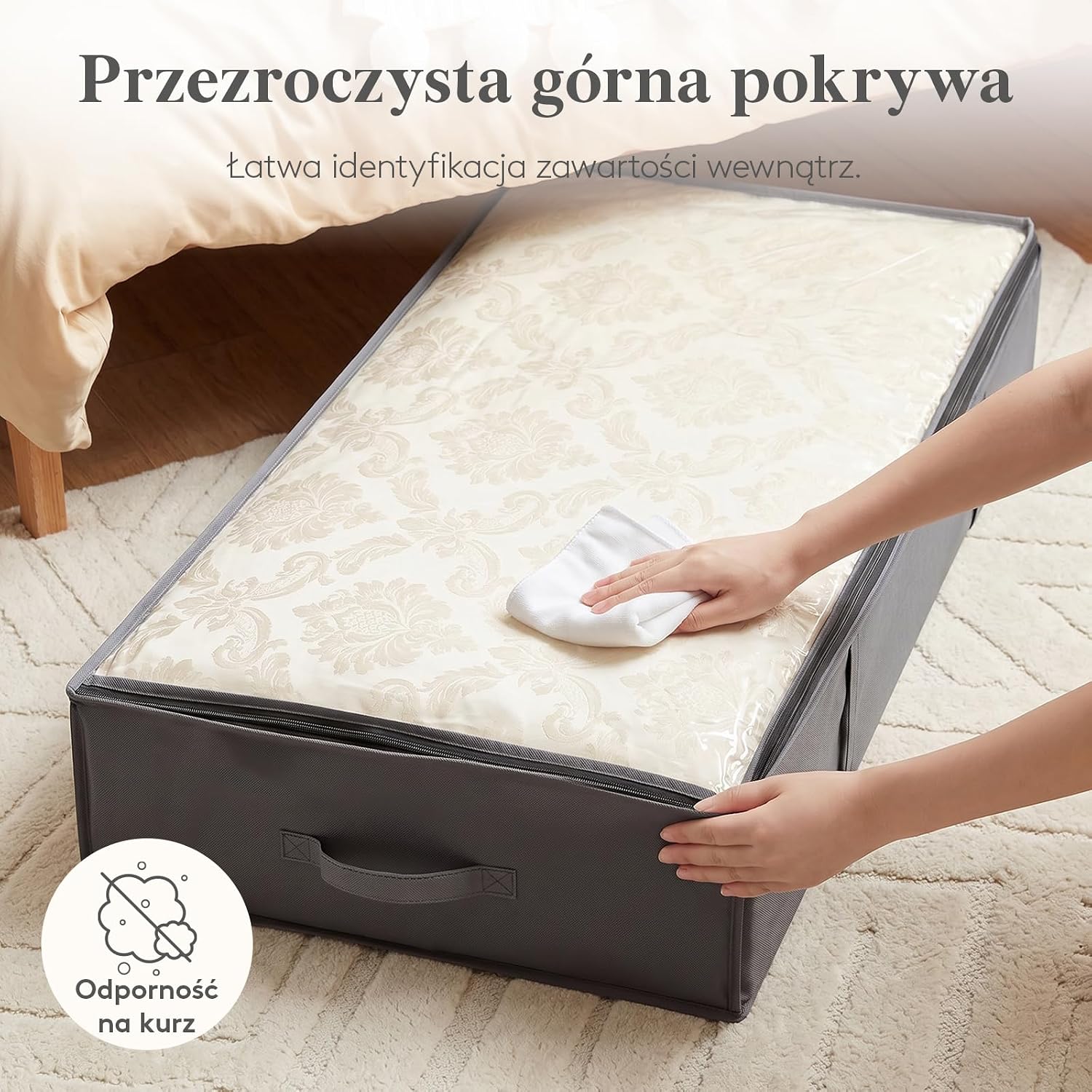 Detalle 1 de Lifewit 22143 – składany organizer pod łóżko 95 l, 3 sztuki, z okienkiem