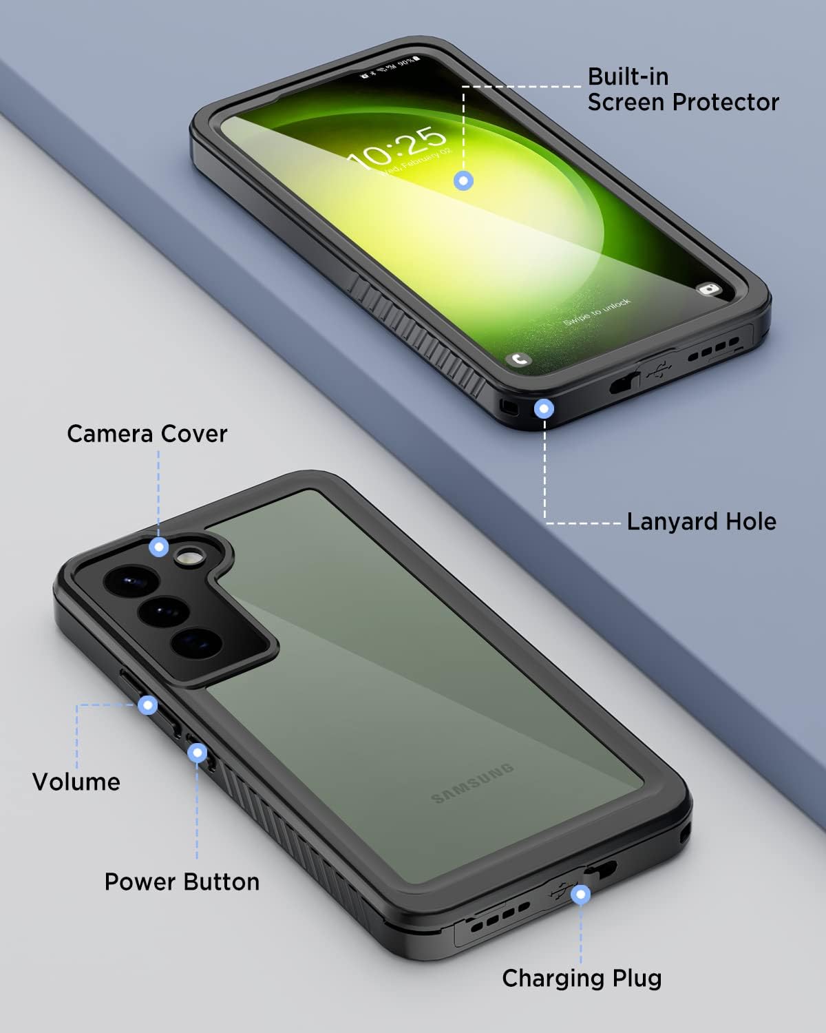 Detalle de Beeasy for Samsung Galaxy S23 Case: Waterproof, 360° Protection with Built-in Screen Protector