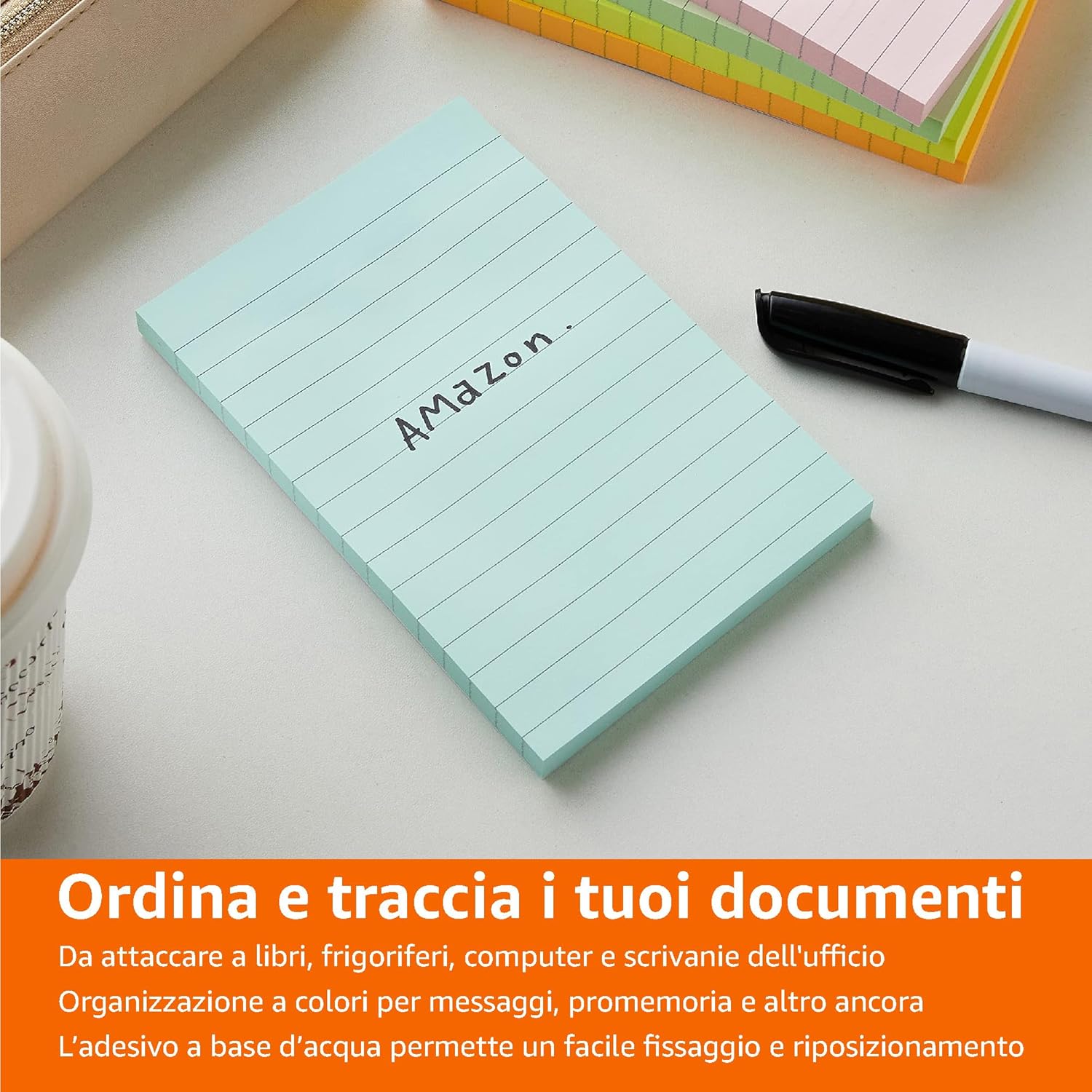 Thumbnail 6 de Amazon Basics Foglietti adesivi a righe 10,16 x 15 cm – confezione da 5 blocchi assortiti