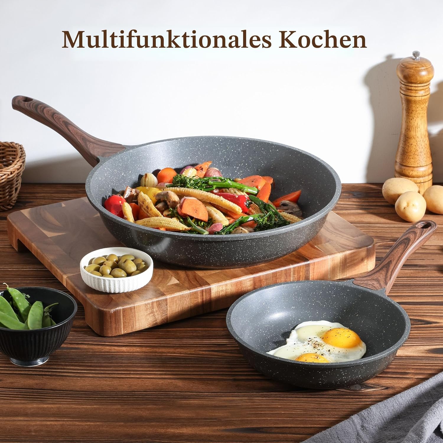 Thumbnail 3 de SENSARTE Antihaft-Bratpfanne 24 cm mit Schweizer Granit-Beschichtung (PFOA-frei), für Gasherd & Induktion