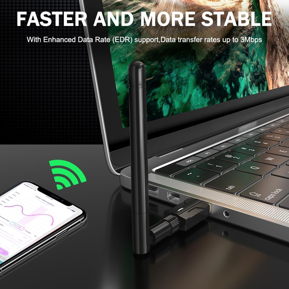 Detalle de Techkey Bluetooth USB Adapter Bluetooth 5.1