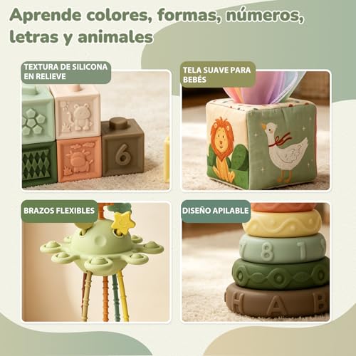 Detalle de Auezona: 5 en 1 Juguetes Montessori para Bebés 6-12 Meses – Verde