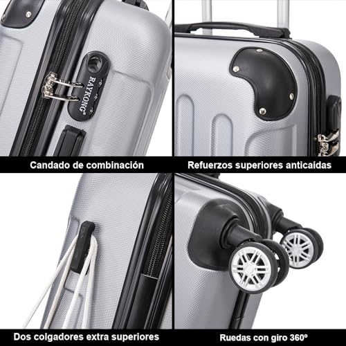 Detalle 1 de RAYKONG maleta de cabina ABS 55 x 40 x 20 cm, 40 L, plateada