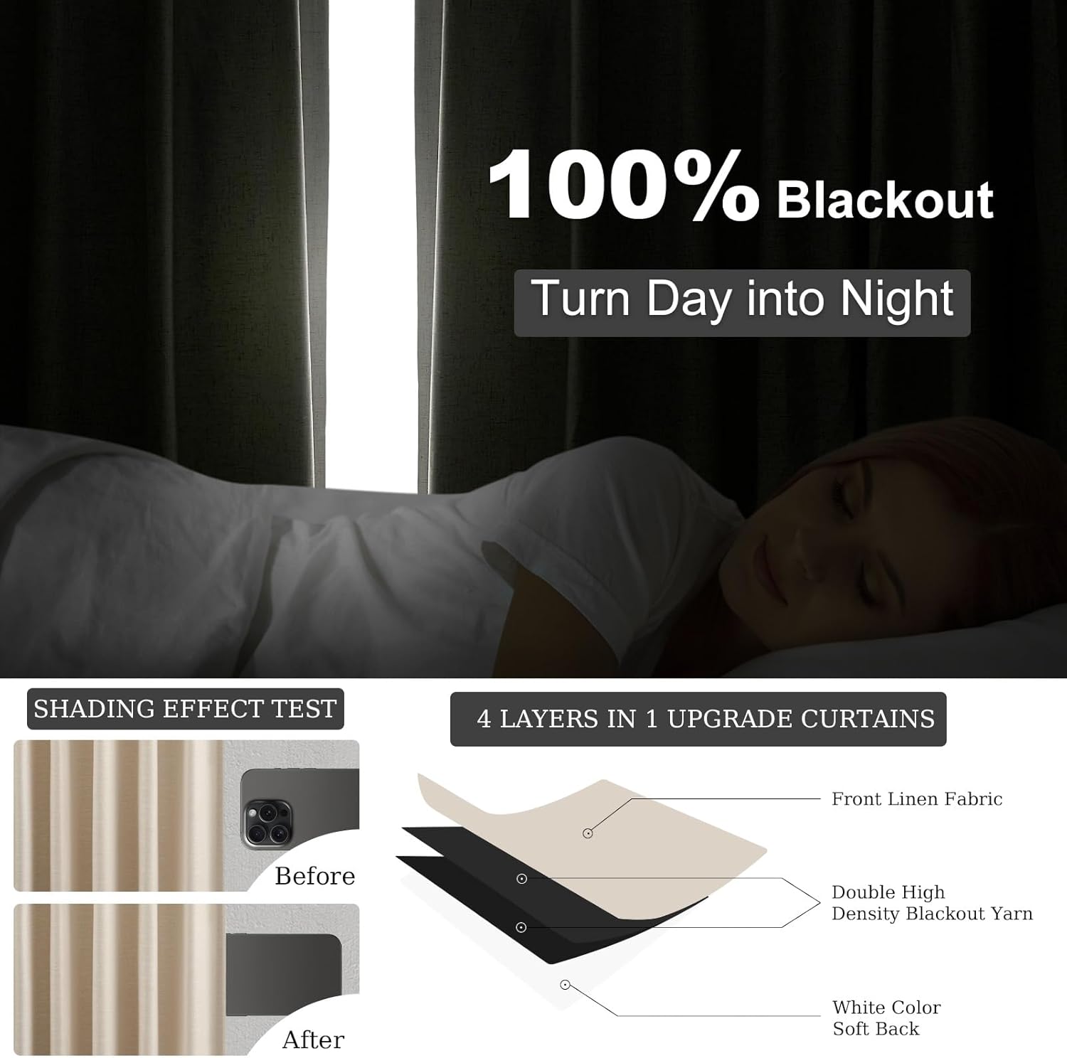 Thumbnail 5 de Topfinel Linen Blackout Curtains