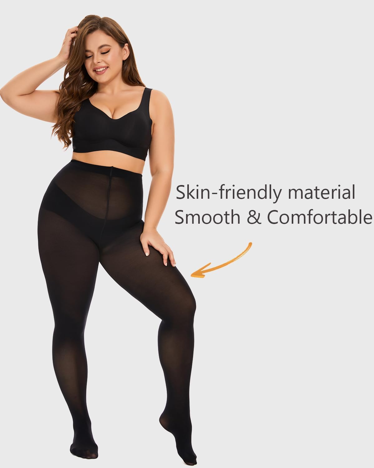 Thumbnail 3 de DUCMODA Collant Grande Taille Femme Doux Curvy Taille Haute Semi Opaque XL-4XL
