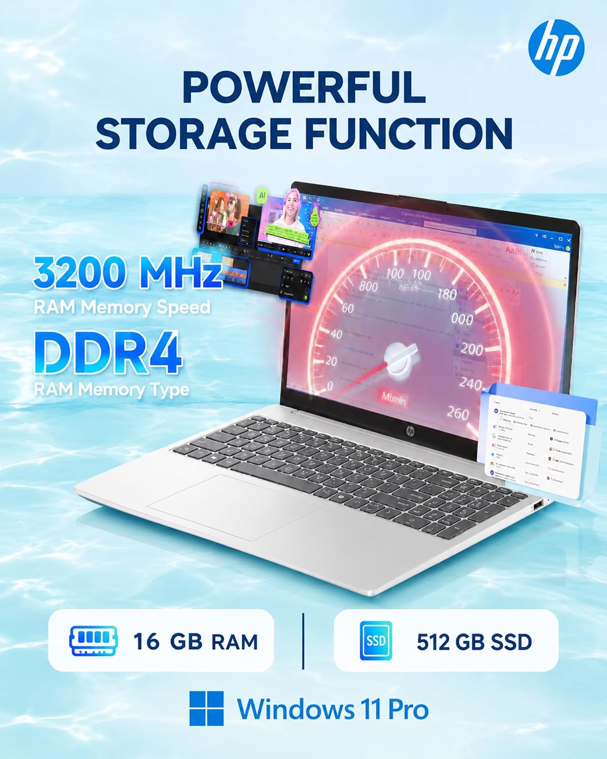 Detalle de HP Touchscreen Laptop, Ryzen 7 7730U