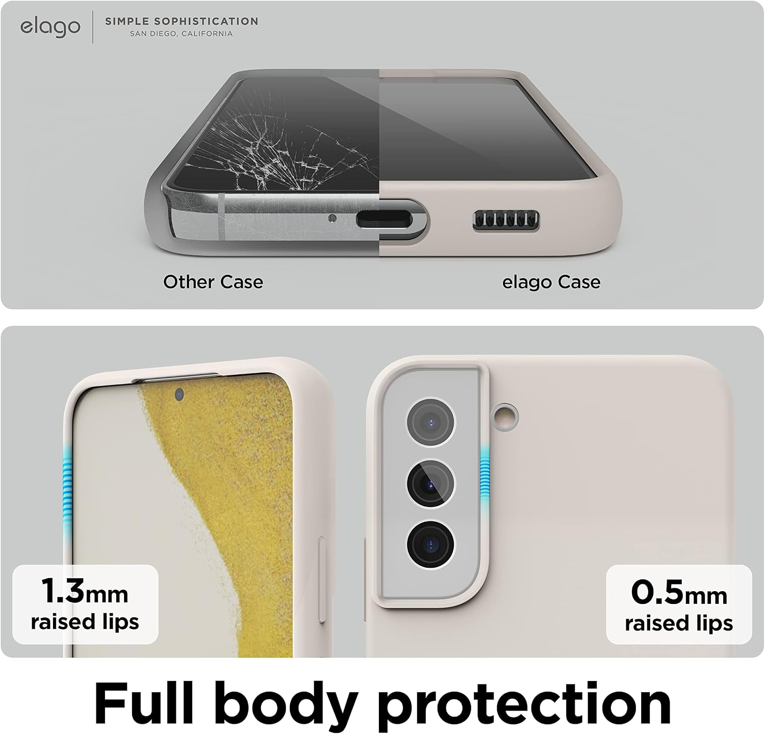 Detalle 2 de elago Coque en silicone liquide 3 couches pour Samsung Galaxy S22 Plus (6,6") – Stone