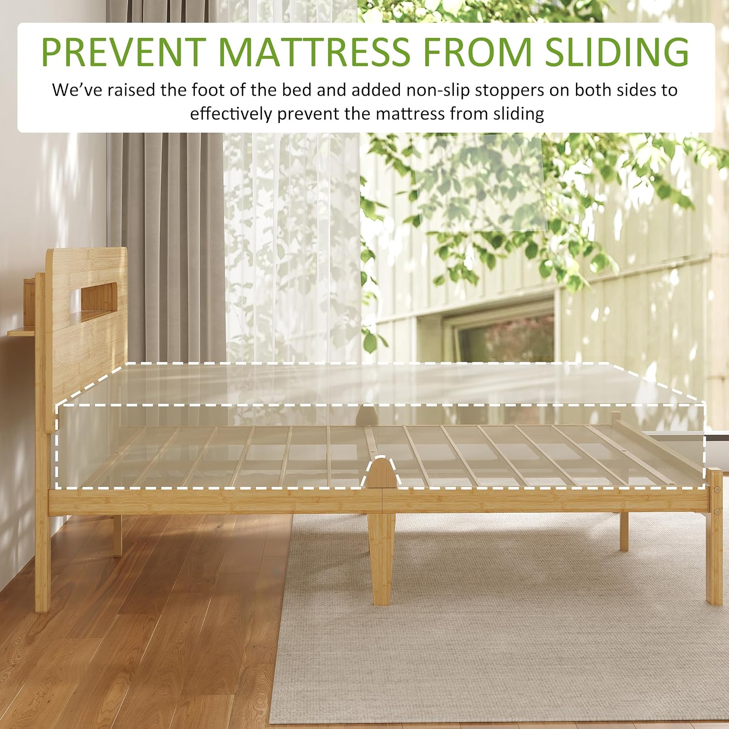 Thumbnail 4 de ZIYOO Bamboo Bed Frame Twin XL