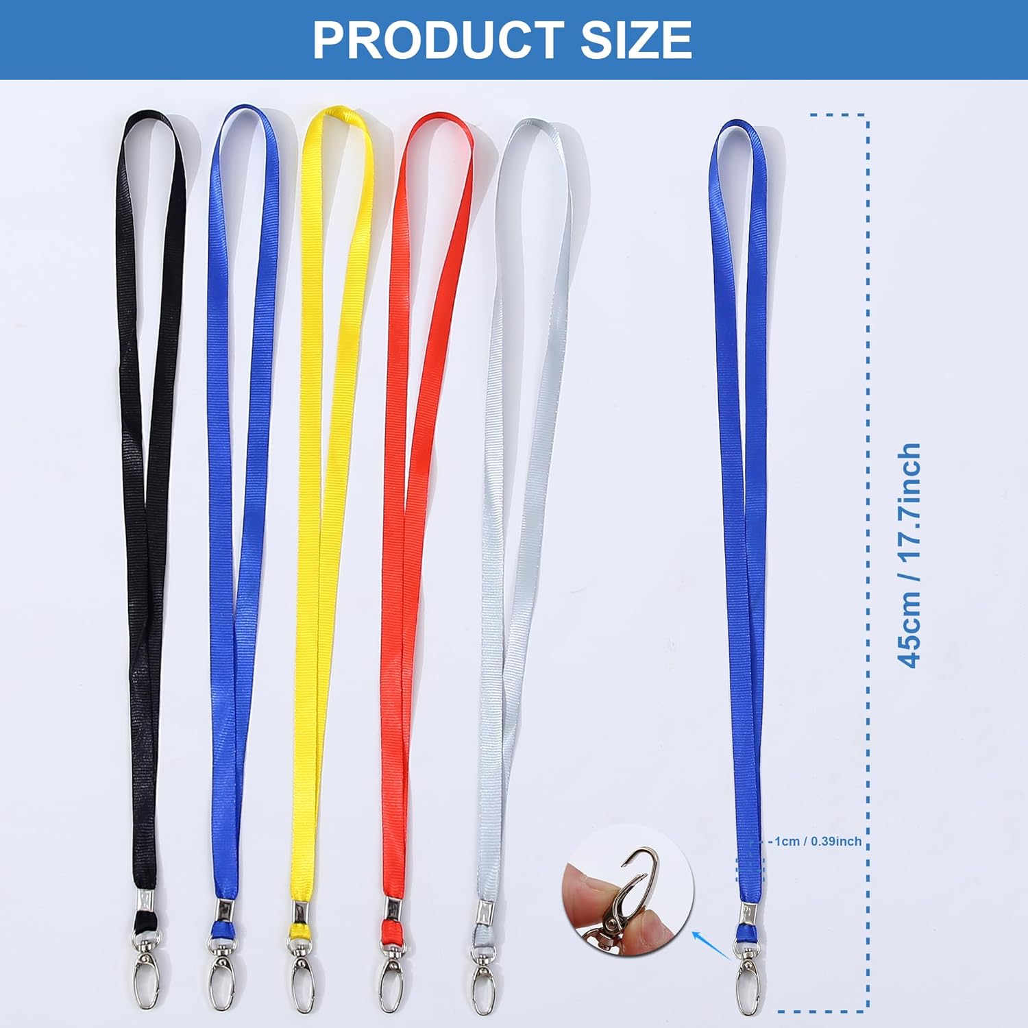 Thumbnail 1 de ROSSHINE 100pcs Blue Nylon Lanyards with Swivel Hook (46cm) for Keys, ID Cards & Name Badges