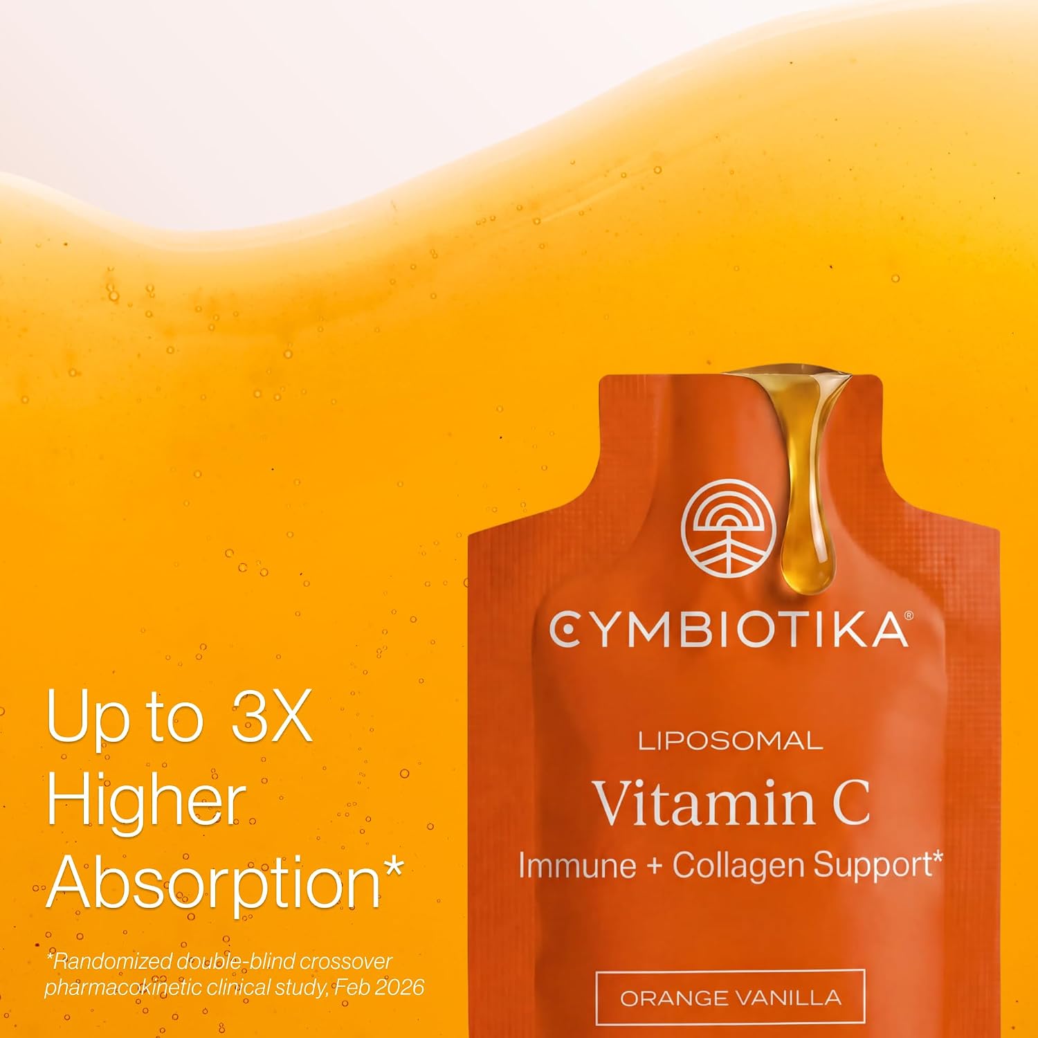 Detalle de CYMBIOTIKA Liposomal Vitamin C 1000mg with Biotin, Orange Vanilla, 28 Pouches