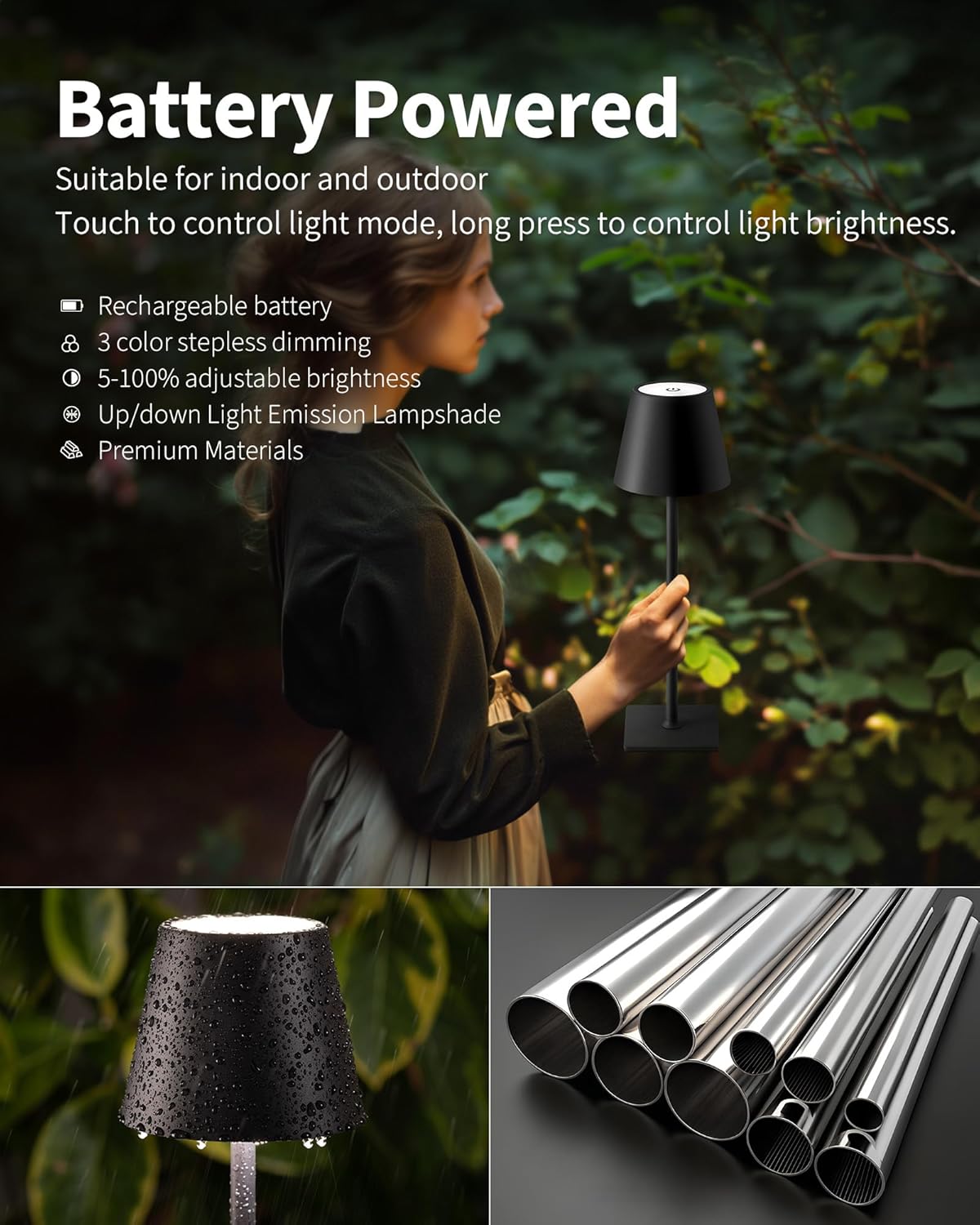 Detalle 2 de KDG 2 Pack Cordless Table Lamp 5000mAh 🔆
